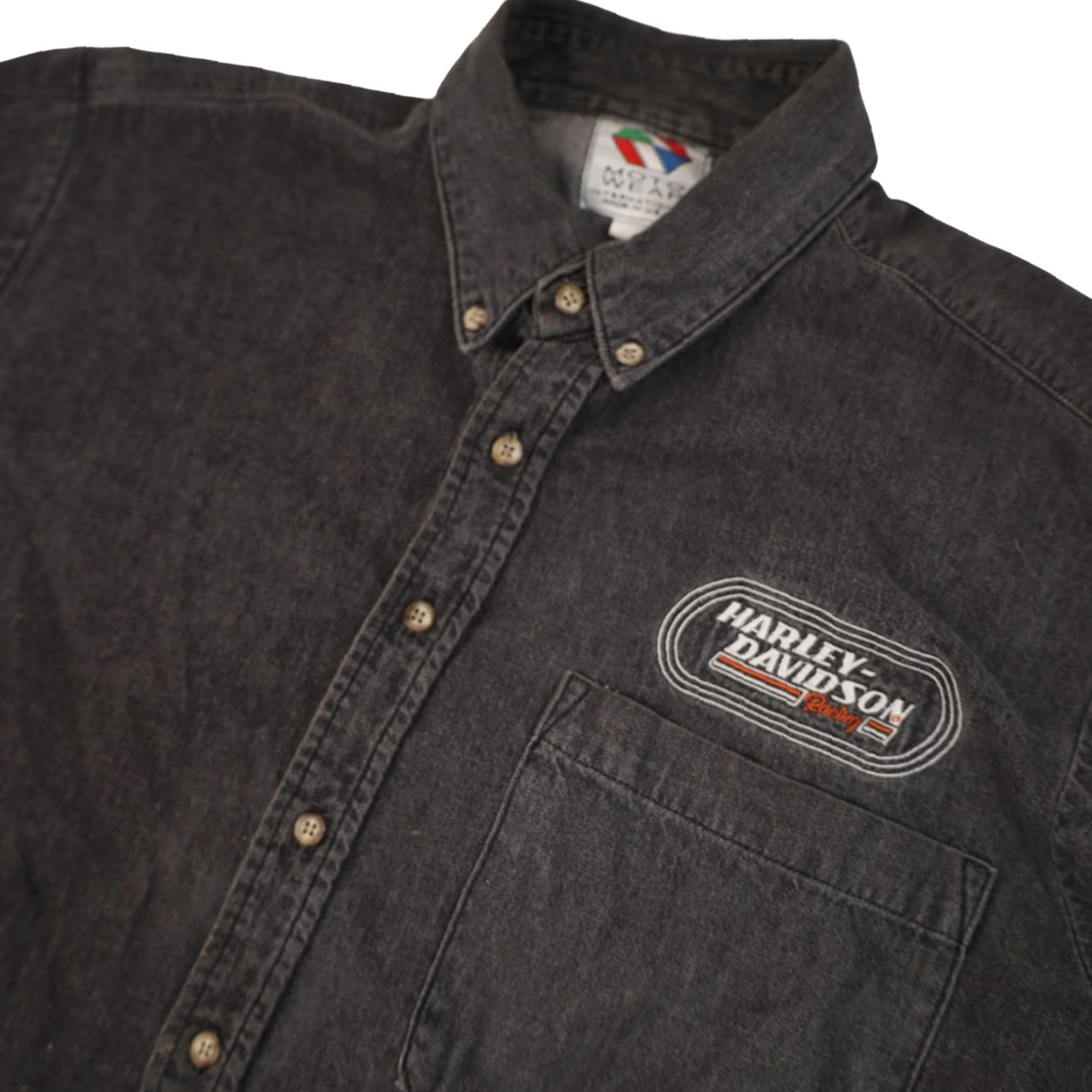Harley Davidson VINTAGE Harley-Davidson Racing Embroidered Spellout Button Down Shirt Men XL Gray Shirt Mens XL Button-Up Size US XL / EU 56 / 4 - 4 Thumbnail