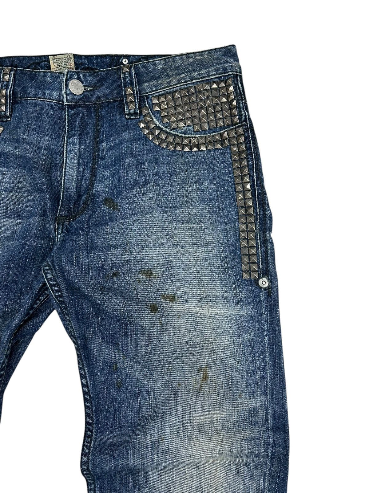 20471120 × GOSTAR DE FUGA × Japanese Brand Antik Heritage Denim Baggy Style Studded Mud Washed Distress Size US 34 / EU 50 - 8 Thumbnail