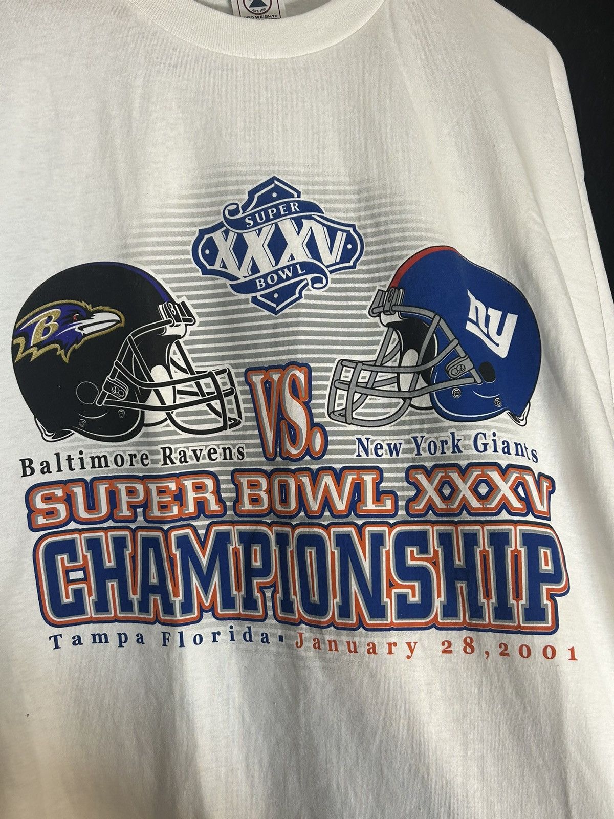 NFL 2001 NFL Superbowl XXXV Ravens Vs Giants T Shirt Size US XL / EU 56 / 4 - 2 Thumbnail