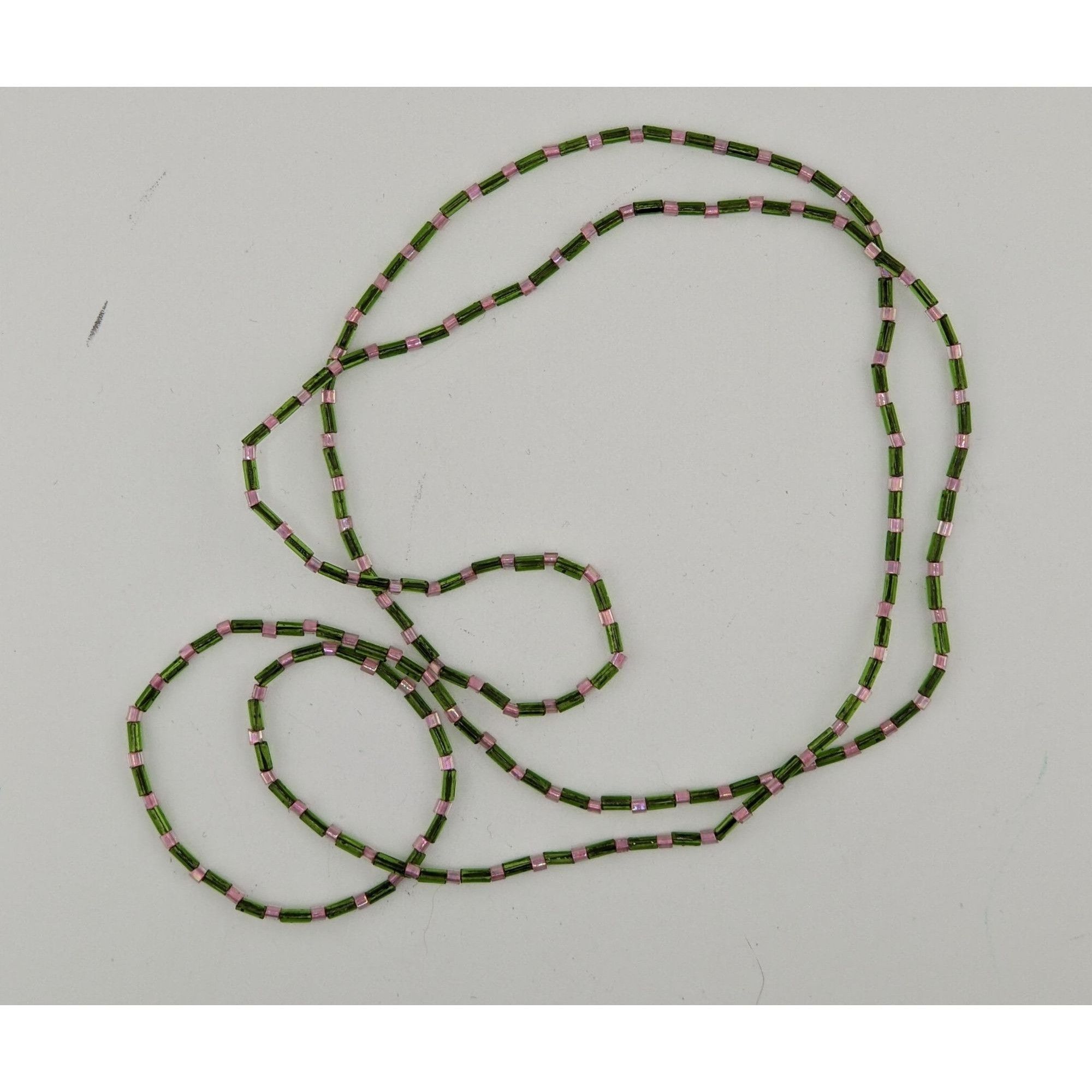 Other Cottagecore Glass Beaded Necklace With Pink & Green Cylindri Size ONE SIZE - 5 Thumbnail