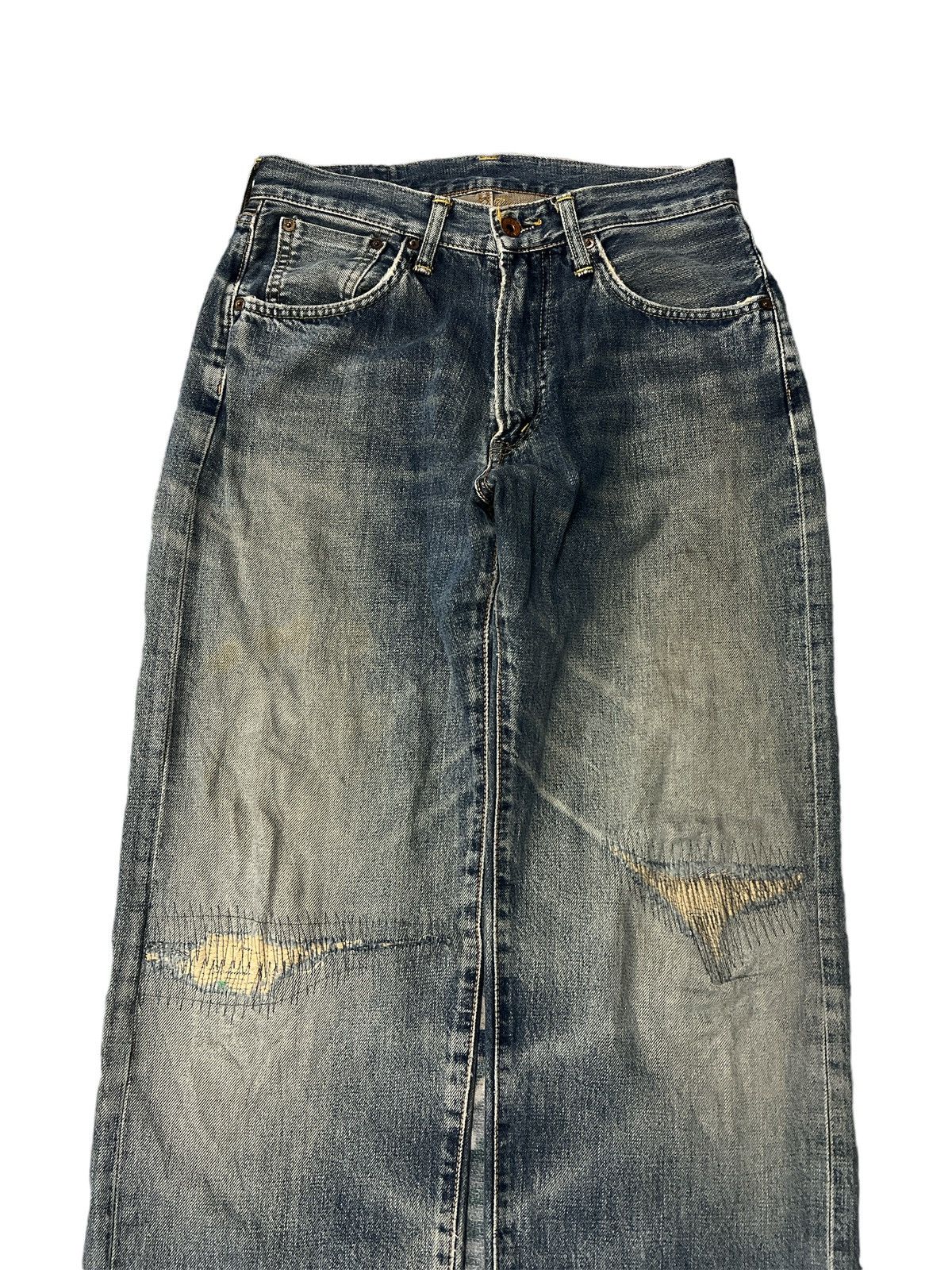 Japanese Brand × Vintage THRASHED EDWIN 505 SALVAGE DISTRESSED DENIM PANT Size US 28 / EU 44 - 4 Thumbnail
