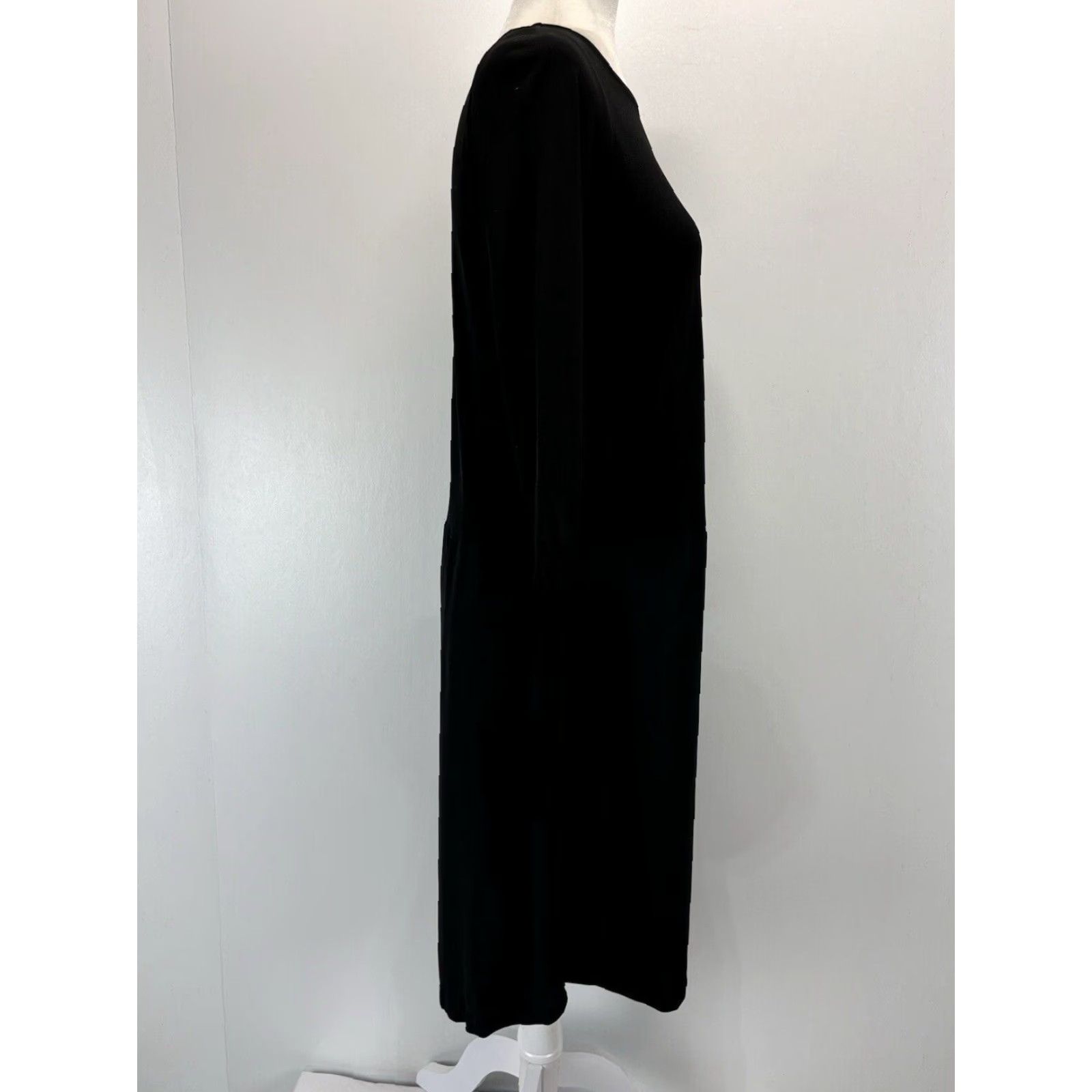 Eileen Fisher EILEEN FISHER Silk Shift Dress Women's Black 3/4 Sleeve XXS Knee Length Size XXS / US 00 / IT 34 - 4 Thumbnail