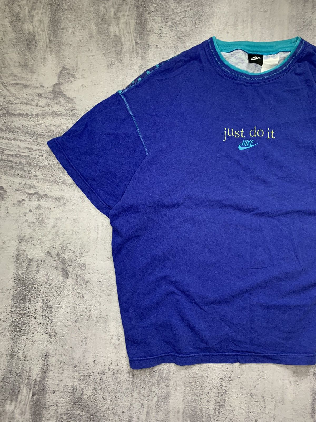 Nike × Vintage Vintage Nike Just Do It AOP Never Give Up T Shirt Size US L / EU 52-54 / 3 - 10 Thumbnail