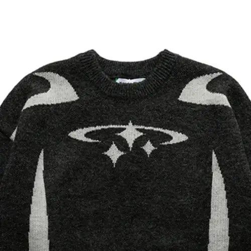 Japanese Brand Y2K Black Retro Star Designed Knitted Designer Sweater Size US L / EU 52-54 / 3 - 4 Thumbnail