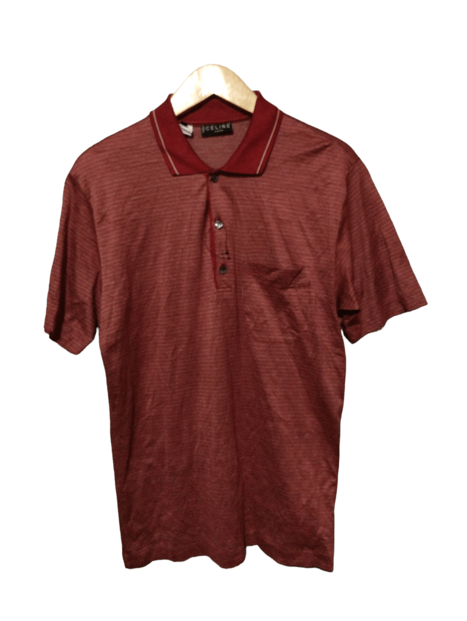 image of Celine Celine Vintage 80's Red Logo Embroidered Polo Shirt, Men's (Size Medium)