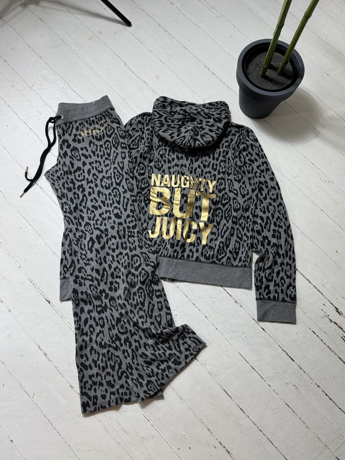 JUICY COUTURE LEOPARD PRINT HOODIE&PANTS SET TRACKSUIT