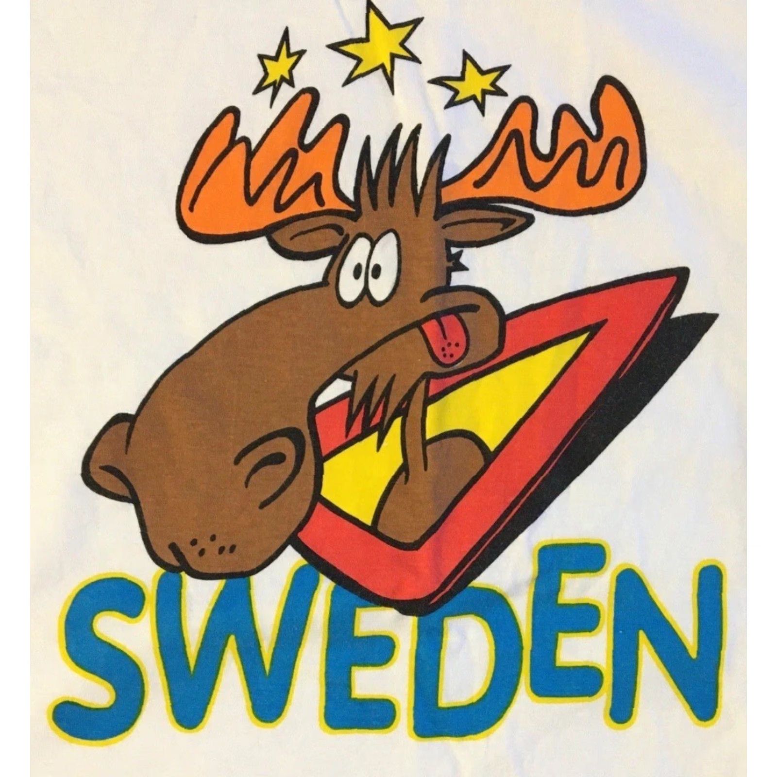 Vintage VINTAGE Sweden Moose Shirt S Cartoon Funny Nature Grunge 90s 80s Skate Animal T-Shirt Mens White Size S Size US S / EU 44-46 / 1 - 2 Thumbnail