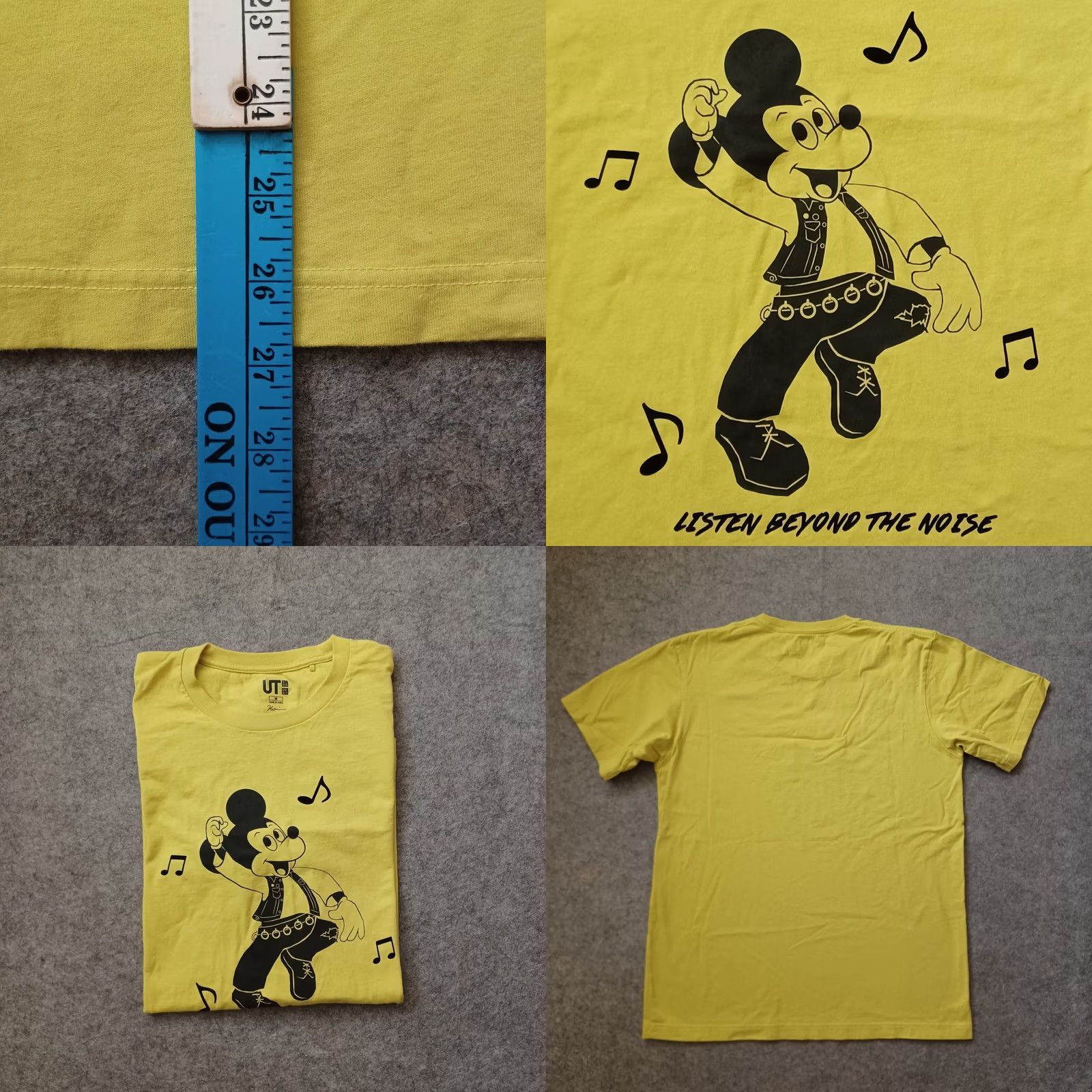 Disney DISNEY UT Mickey Mouse T Shirt Mens M Yellow Listen Beyond The Noise Koichiro TAKAGI Art Shirt Size US M / EU 48-50 / 2 - 8 Thumbnail