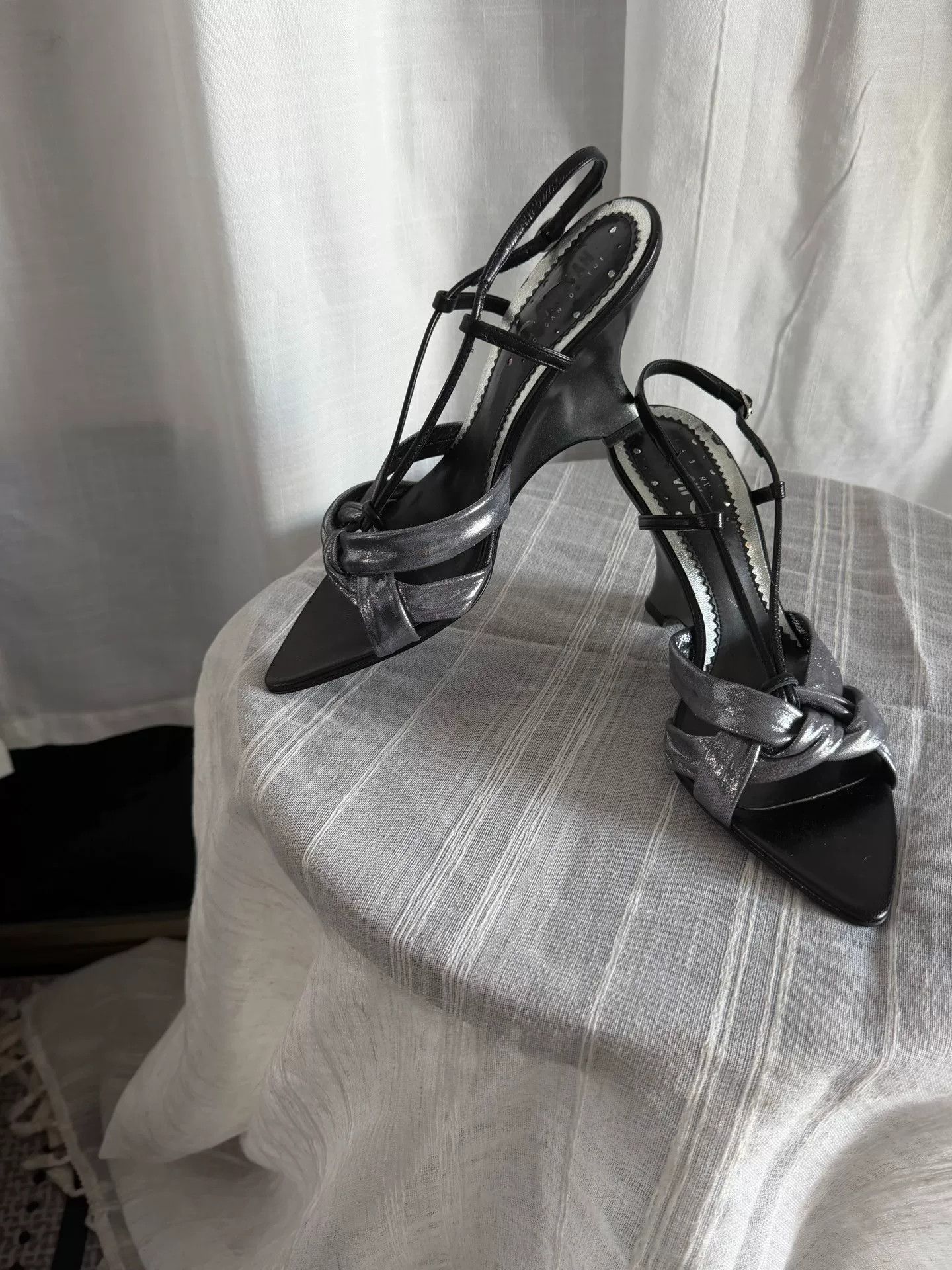 Morgano Morgan Cyber Silver Wedge Heels Size US 7 / IT 37 - 1 Thumbnail