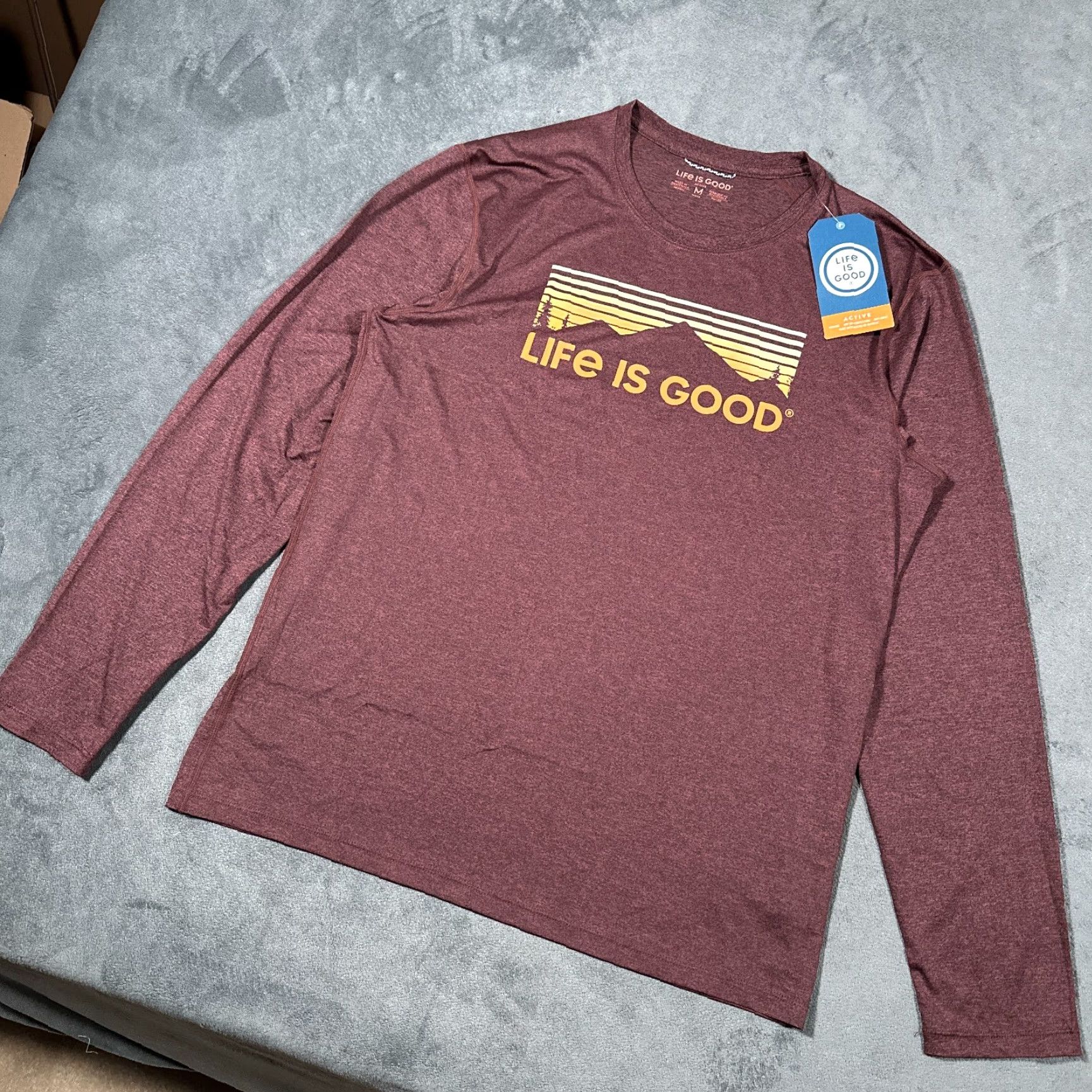 Life is Good Life Is Good Shirt Mens M Brown Nature Outdoor Graphic Print Long Sleeve Crew Neck 90s? (Wait) Size US M / EU 48-50 / 2 - 4 Thumbnail