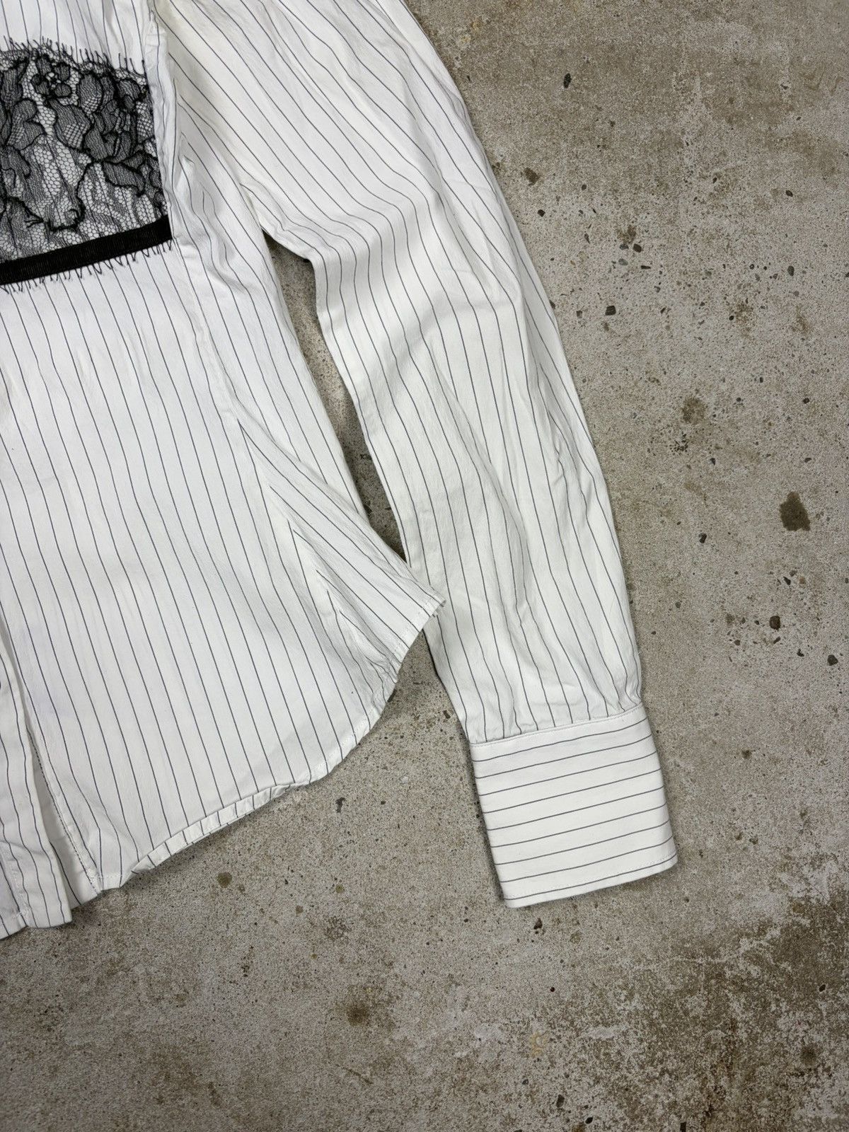 Vintage 2000s Dolce & Gabbana Striped Shirt Lace Bra