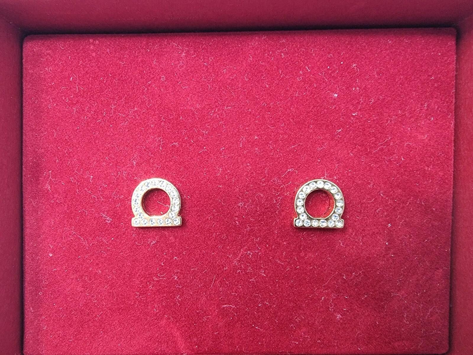 Salvatore Ferragamo SALVATORE FERRAGAMO Gancini Crystal Stud Earrings Gold-Tone Size ONE SIZE - 1 Thumbnail
