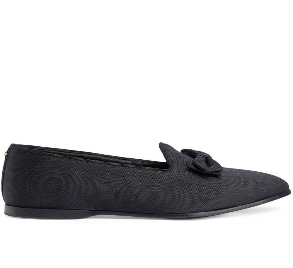 image of Gucci Bow Pointed Loafers Size 9.5 in Black, Men's
