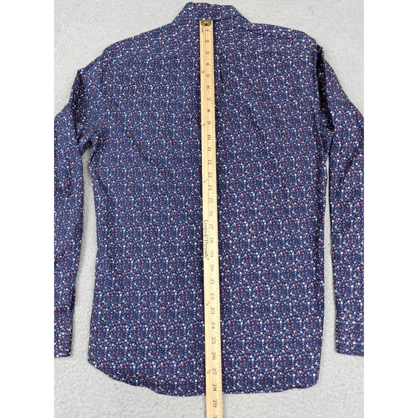 J.Crew J.Crew Mens Small Blue Floral Slim Fit Stretch Button Down Long Sleeve - Vintage Size US S / EU 44-46 / 1 - 6 Thumbnail