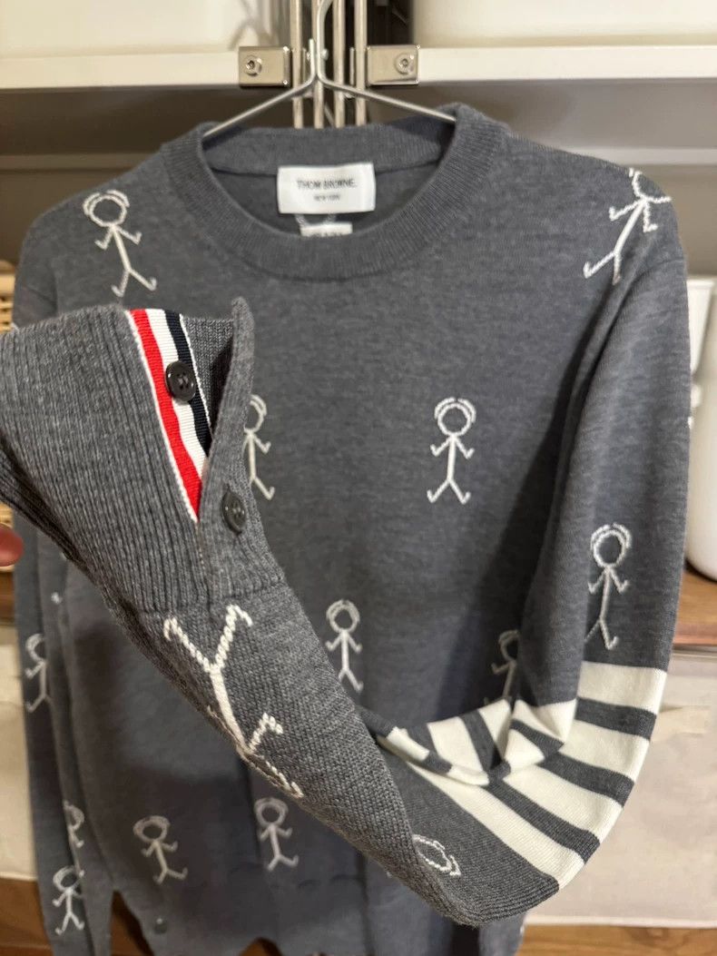 Thom Browne Thom Browne Gray wool matchstick pattern knit sweater Size US M / EU 48-50 / 2 - 5 Thumbnail