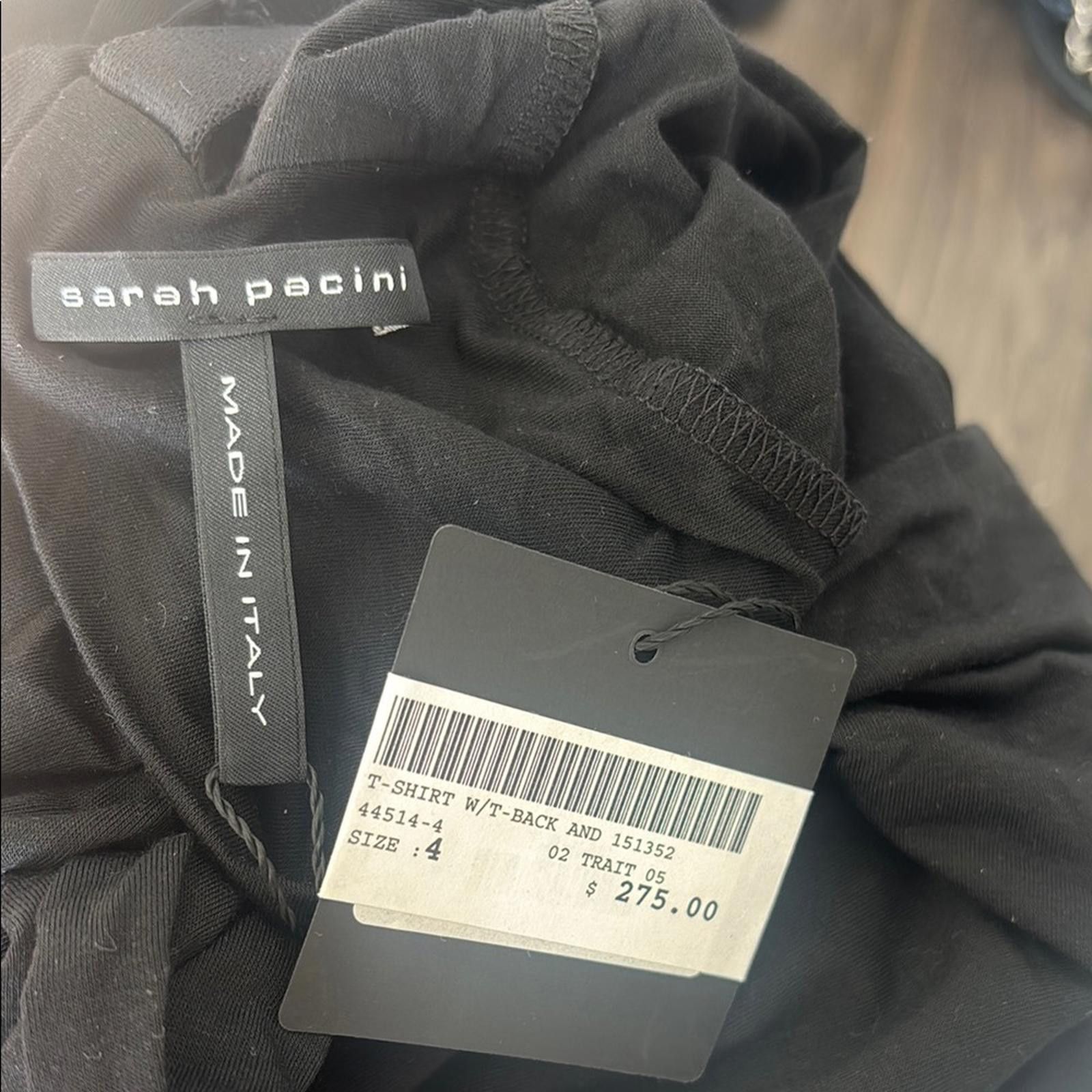 Designer Sarah Pacini Black Open Back, Ultra Stretchy Longsleeve Size S / US 4 / IT 40 - 3 Thumbnail