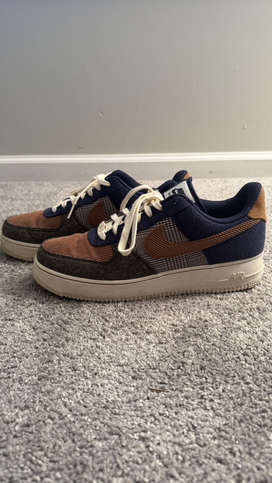 Nike Nike Air Force 1 Low Brown/Navy Plaid Size US 10 / EU 43 - 6 Thumbnail