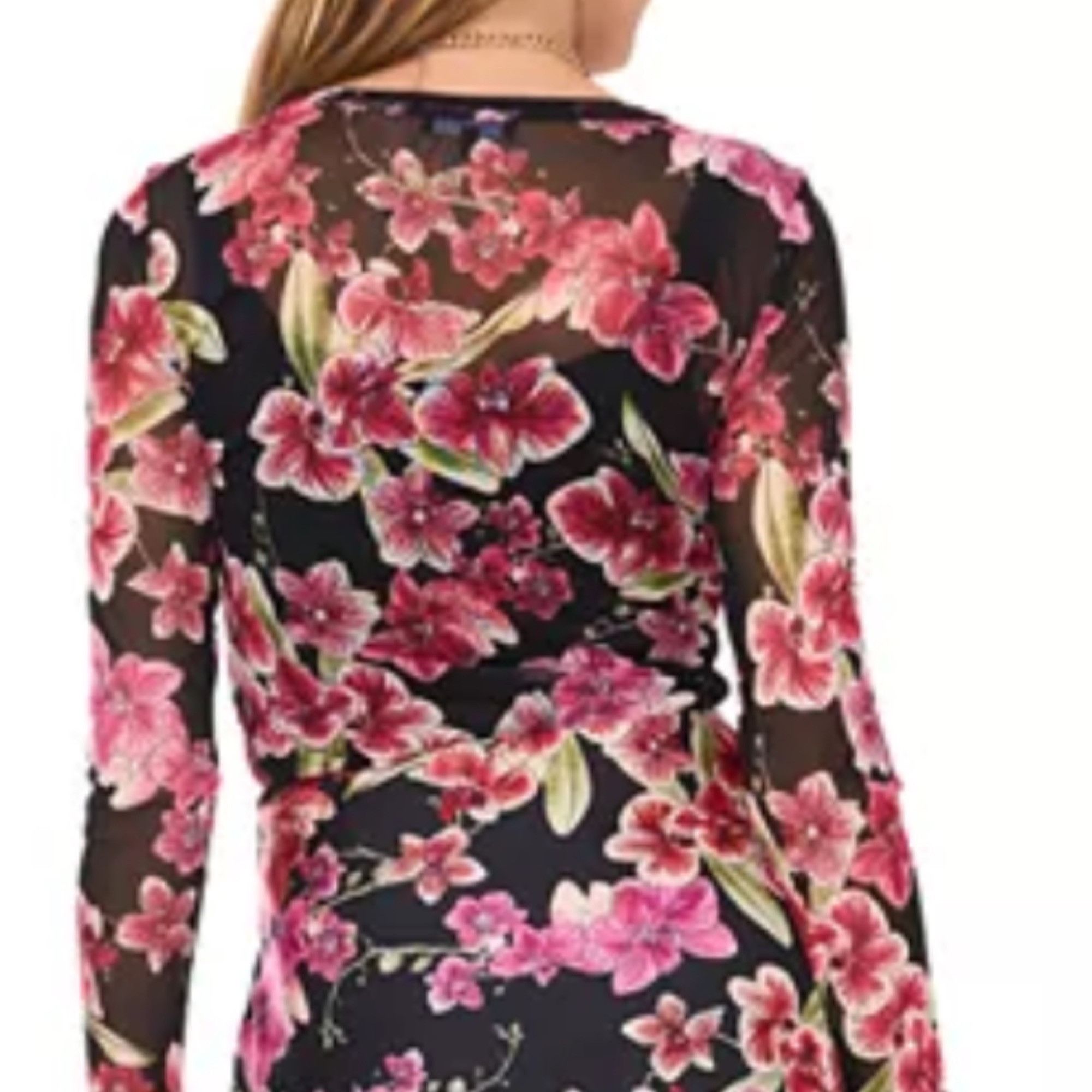 Other 1. State Floral Print Mesh Top Black Floral Size XL Size XL / US 12-14 / IT 48-50 - 2 Thumbnail