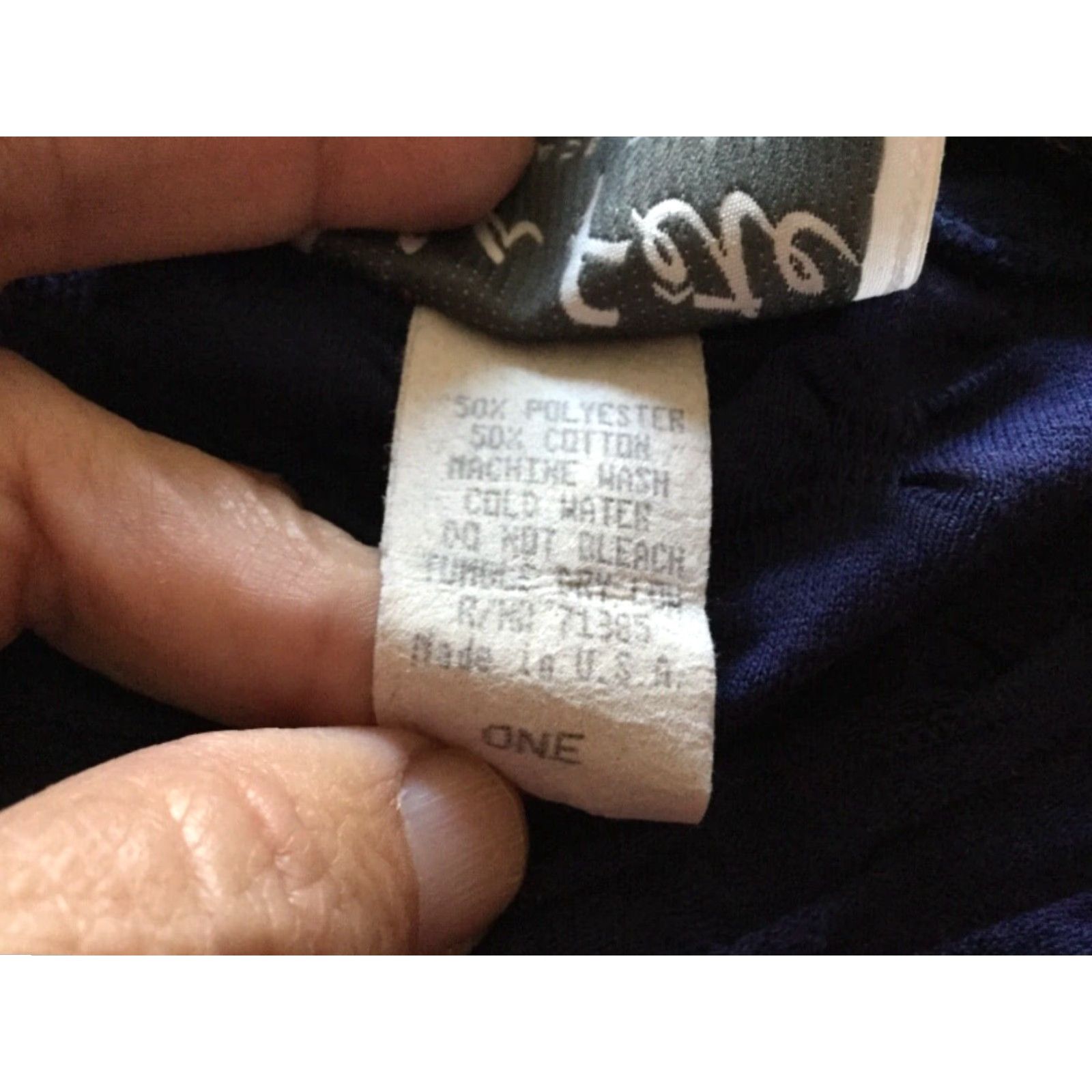 Vintage LA FETE Women's Navy Textured Top One Size Embellished Neckline Size ONE SIZE - 4 Thumbnail