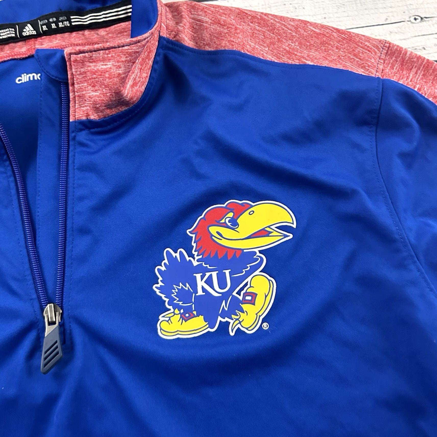 Adidas Adidas Climalite Kansas Jayhawks Pullover 1/4 Zip Jacket Men XL Blue Size US XL / EU 56 / 4 - 3 Thumbnail