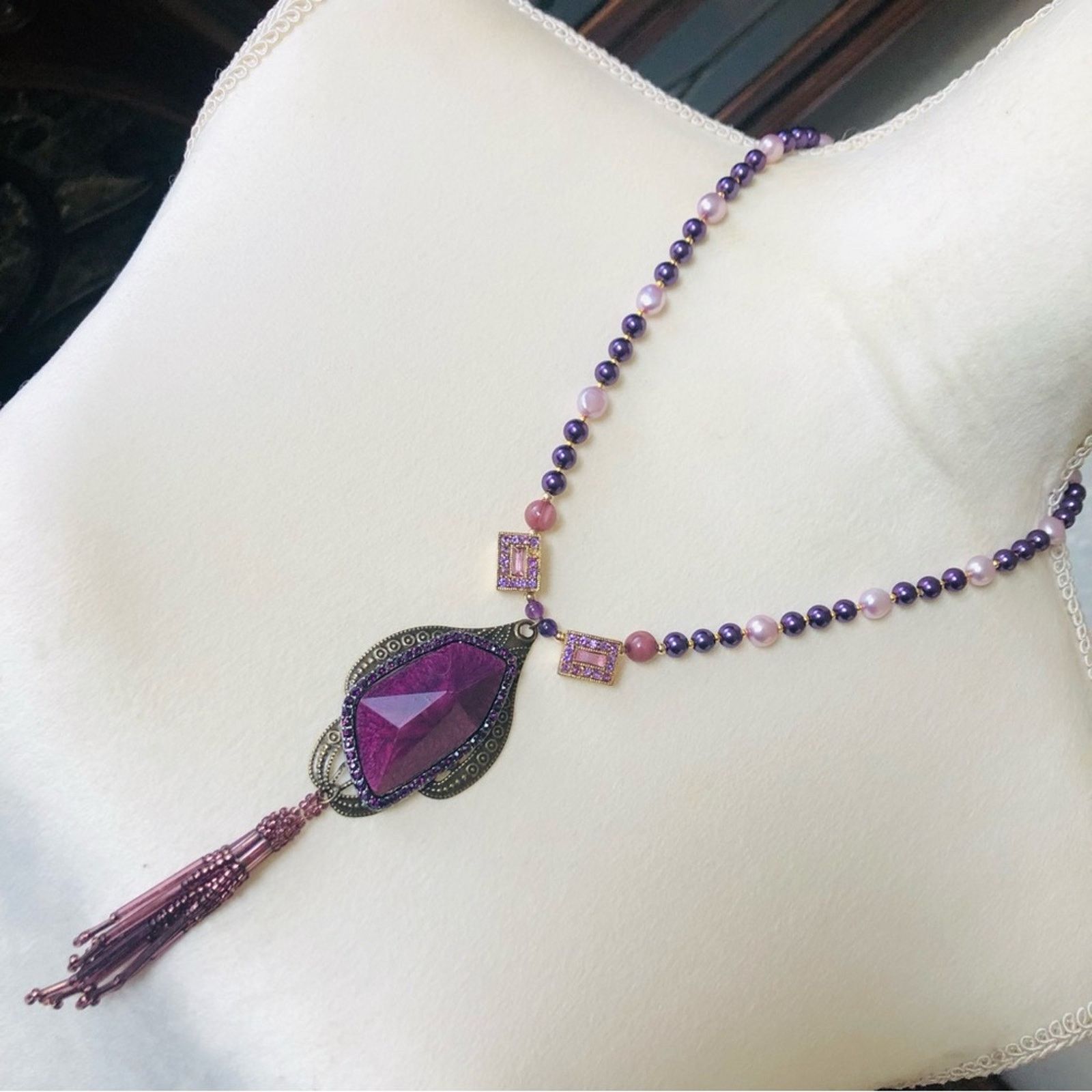 Handmade Handcrafted repurpose lilac freshwater purple Pearl necklace Size ONE SIZE - 1 Thumbnail