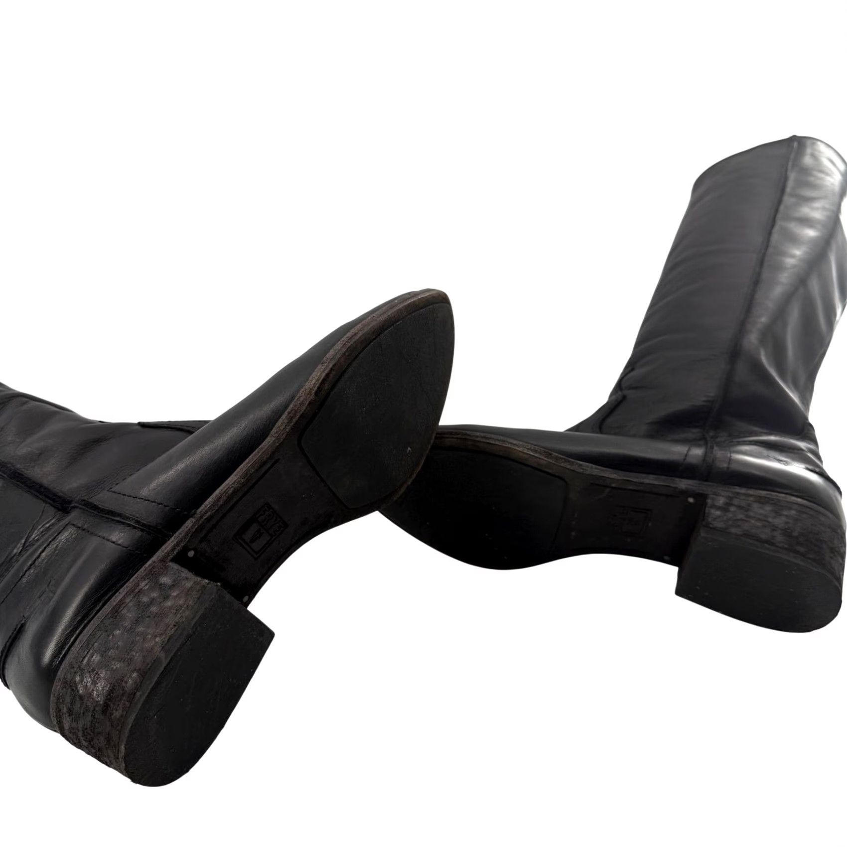 Frye Frye Ray Seam Tall Boots Leather Knee High Pointed Toe Block Heel 9M Black Women Boots with Box Size US 9 / IT 39 - 5 Thumbnail