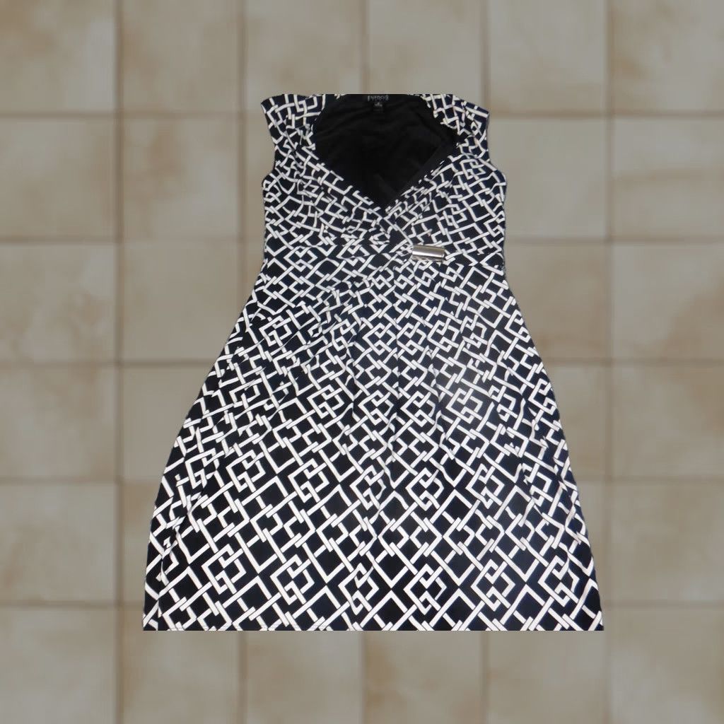 Vintage Enfocus Studio Womens Dress 8 Black A-line Pullover Sleeveless Knee Length Raglan Sleeve Round Neck Solid Pattern Size M / US 6-8 / IT 42-44 - 1 Thumbnail