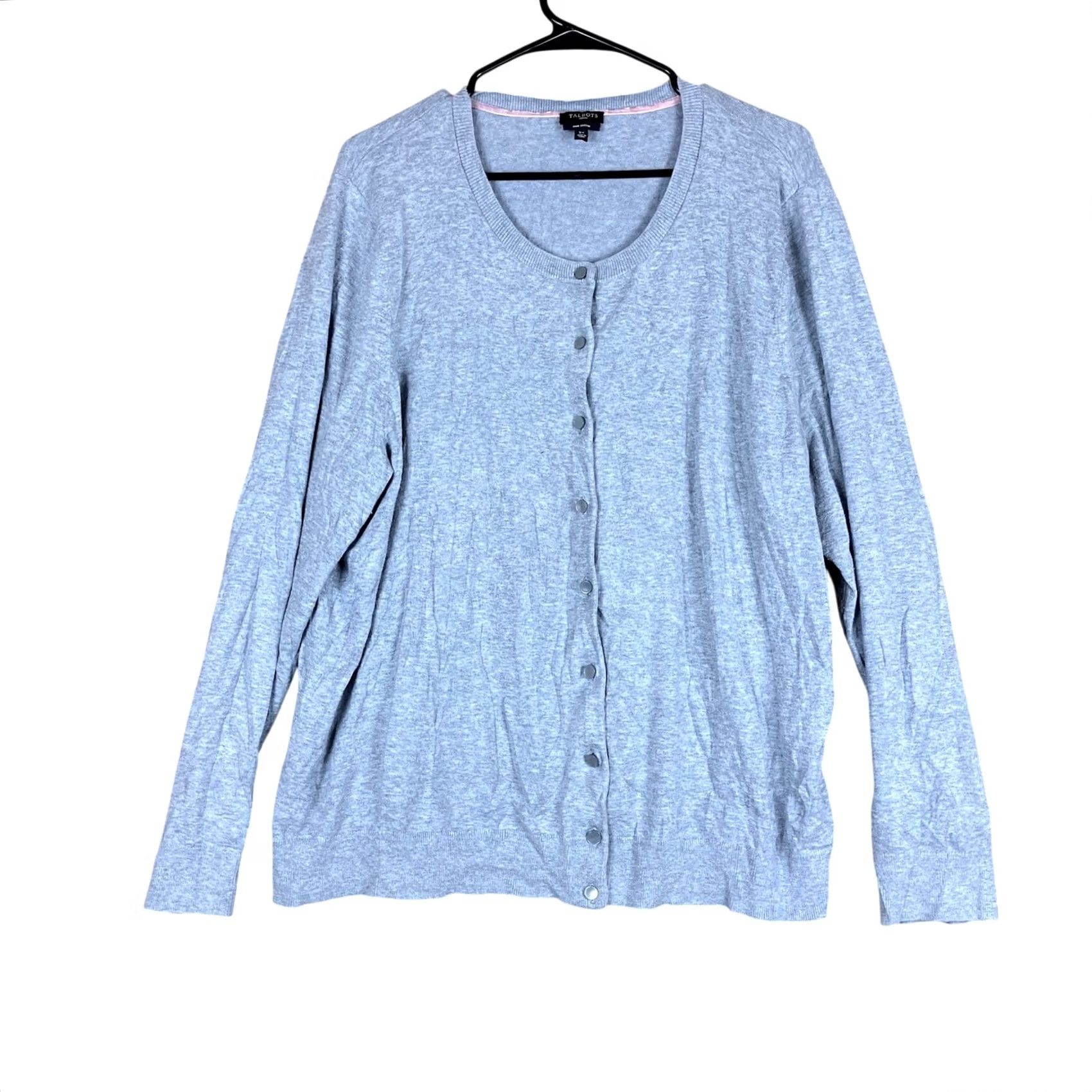 Talbots Talbots Womens Cardigan Gray Button Up Pima Cotton Blend 3X Sweater Knit Solid Casual Office Womens Size XXL / US 16-18 / IT 52-54 - 2 Thumbnail