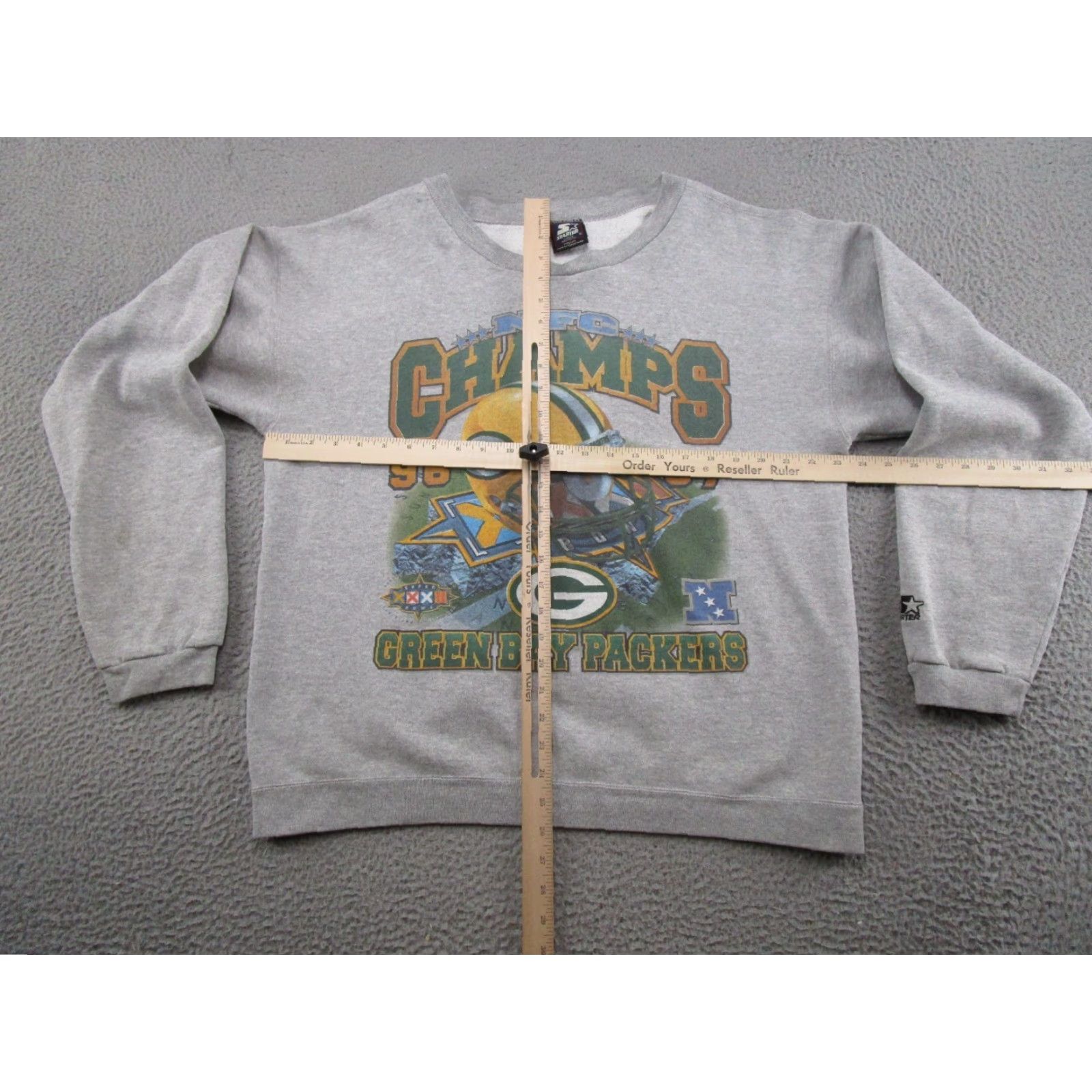Starter VINTAGE Starter NFC Champs Green Bay Packers Pullover Sweatshirt L Crew Neck Men Green 90s Sports Logo Hooded Sweatshirt Mens Size US L / EU 52-54 / 3 - 6 Thumbnail