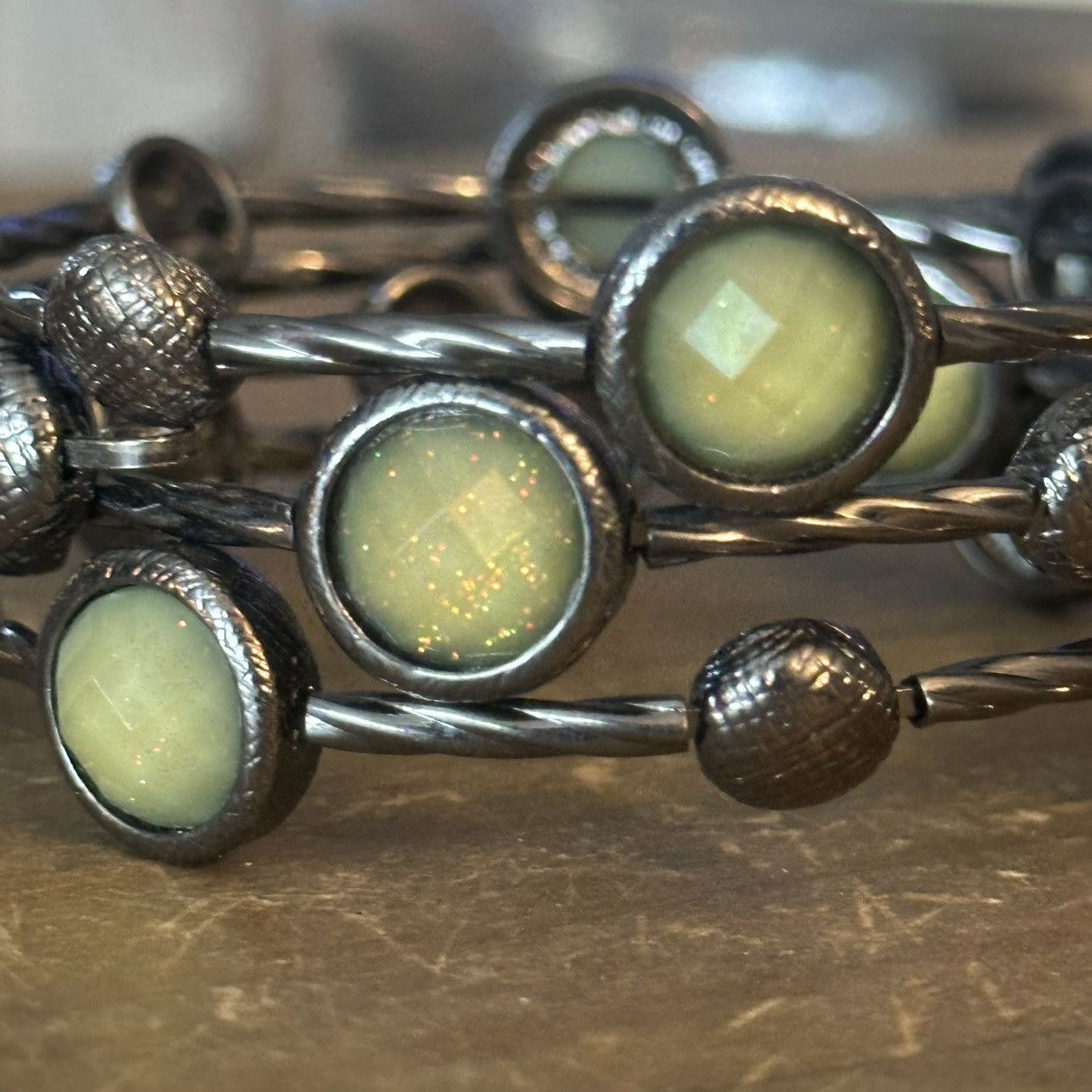 Other Silver tone with green stones multi wrap bracelet Size ONE SIZE - 3 Thumbnail