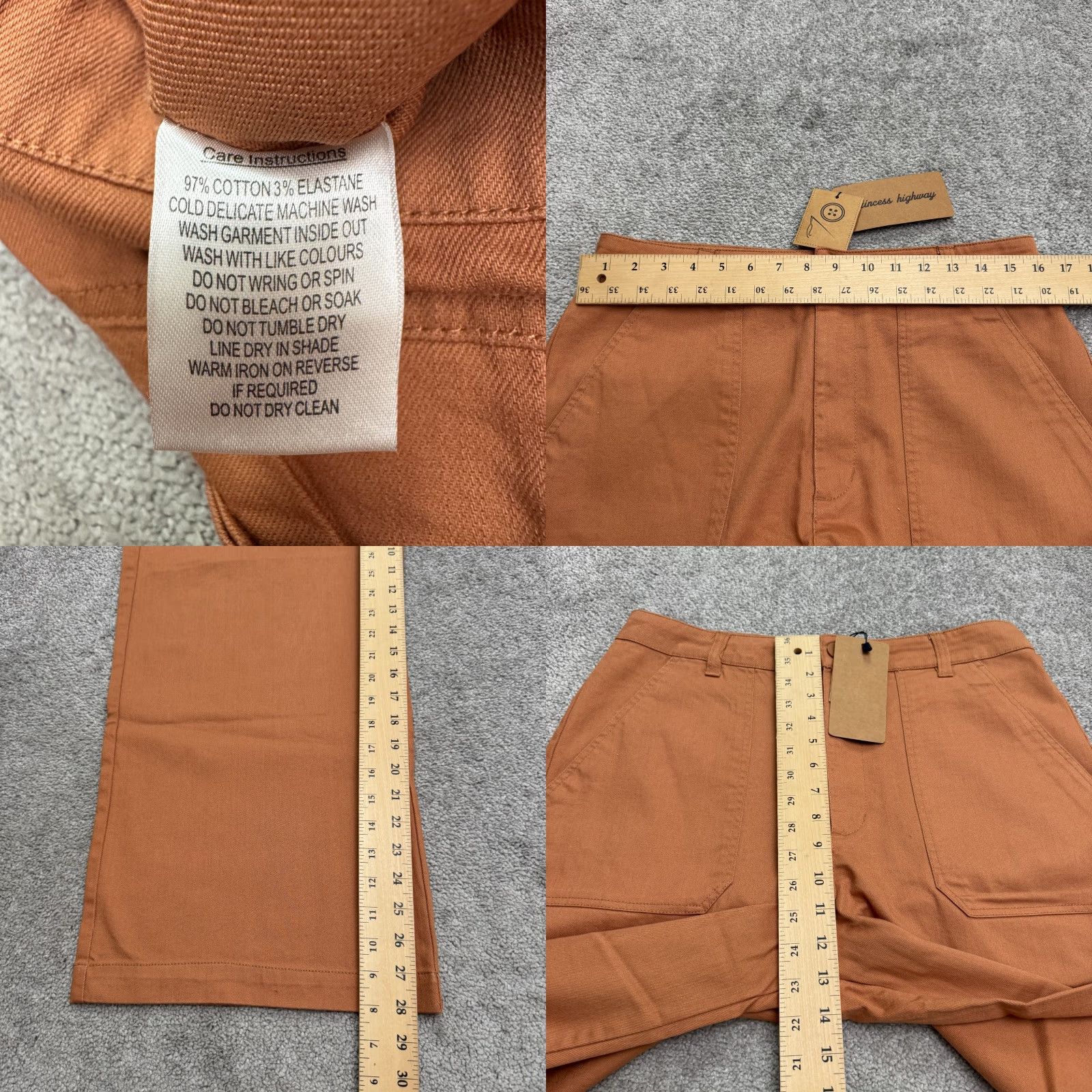 Vintage Princess Highway Celeste Jeans Women's 10 Tan High Rise Denim 5-Pocket Regular Stretch Inseam 28" NWT Vintage No NWT Size 32" / US 10 / IT 46 - 8 Thumbnail