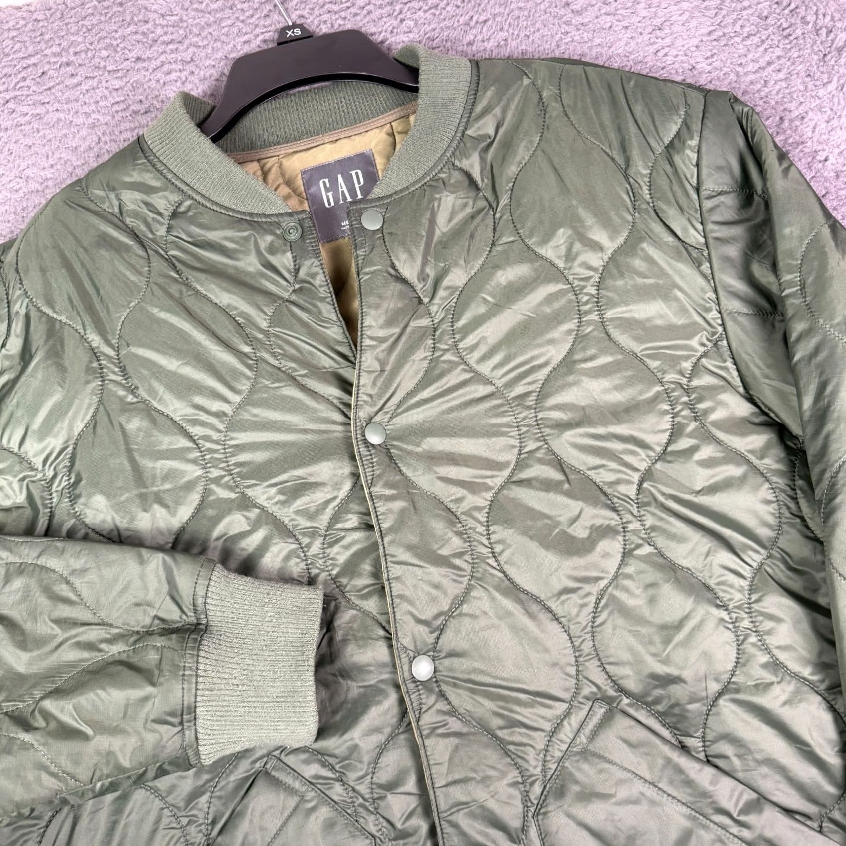 Gap Gap Recycled Lightweight Puffer Jacket Men M Jungle Green Quilted Button Snap Military Bomber Size US M / EU 48-50 / 2 - 2 Thumbnail