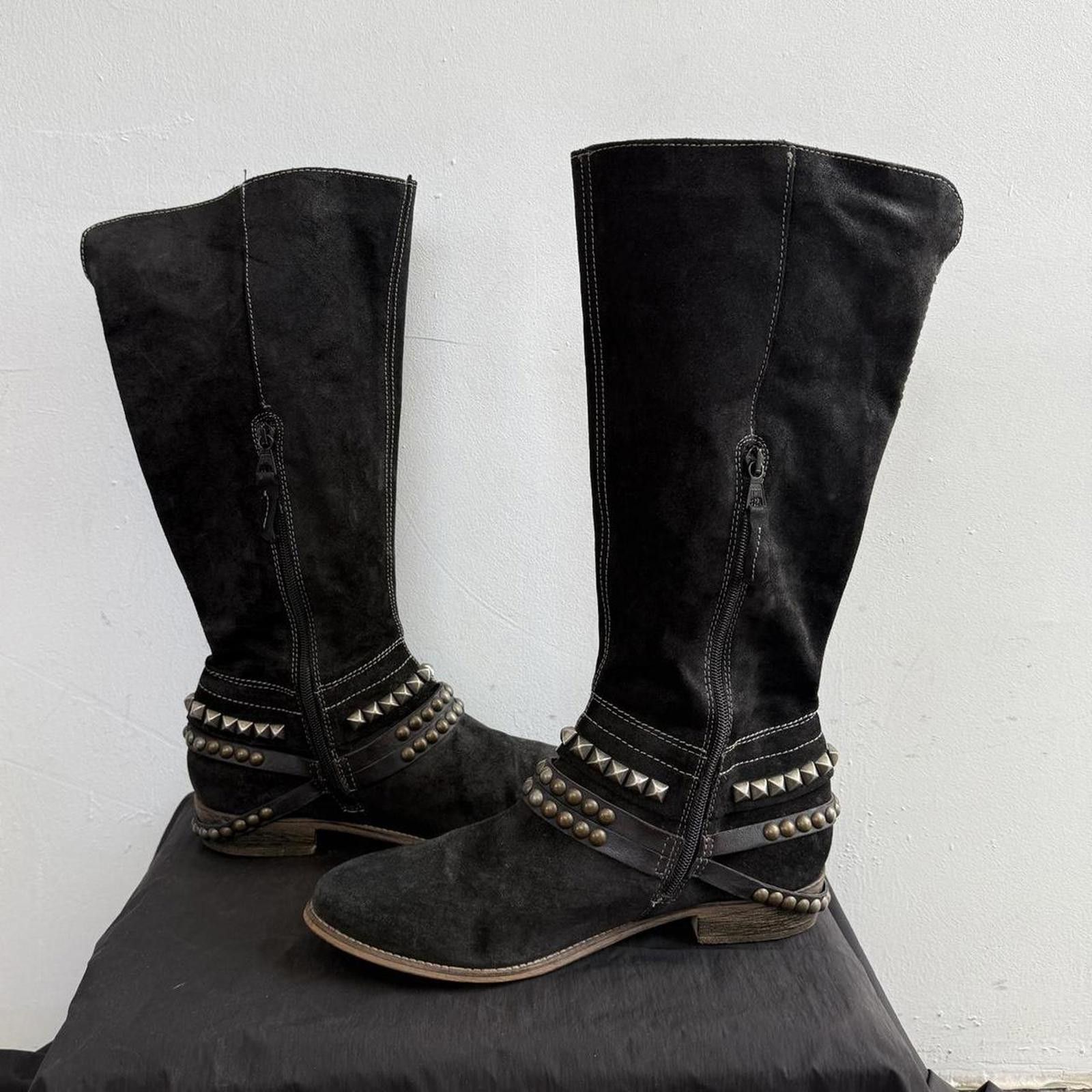 Mickey Mouse Mjus Avant Garde Suede Knee High Studded Boots Size US 7 / IT 37 - 5 Thumbnail
