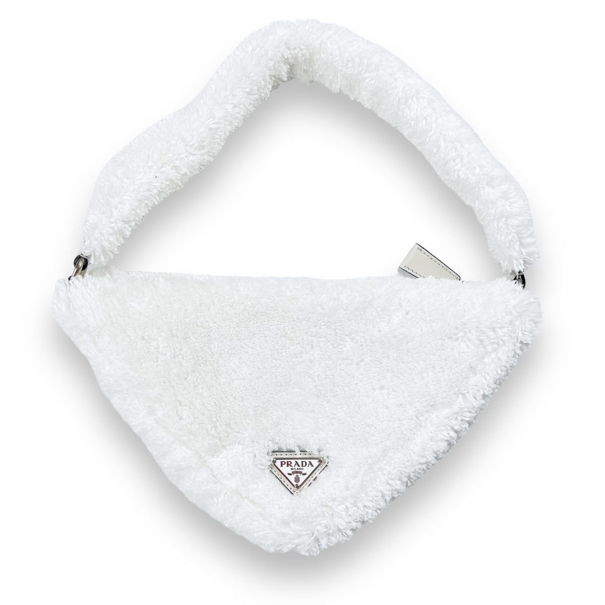 Prada Prada White Terrycloth Triangle Shoulder Bag Size ONE SIZE - 3 Thumbnail