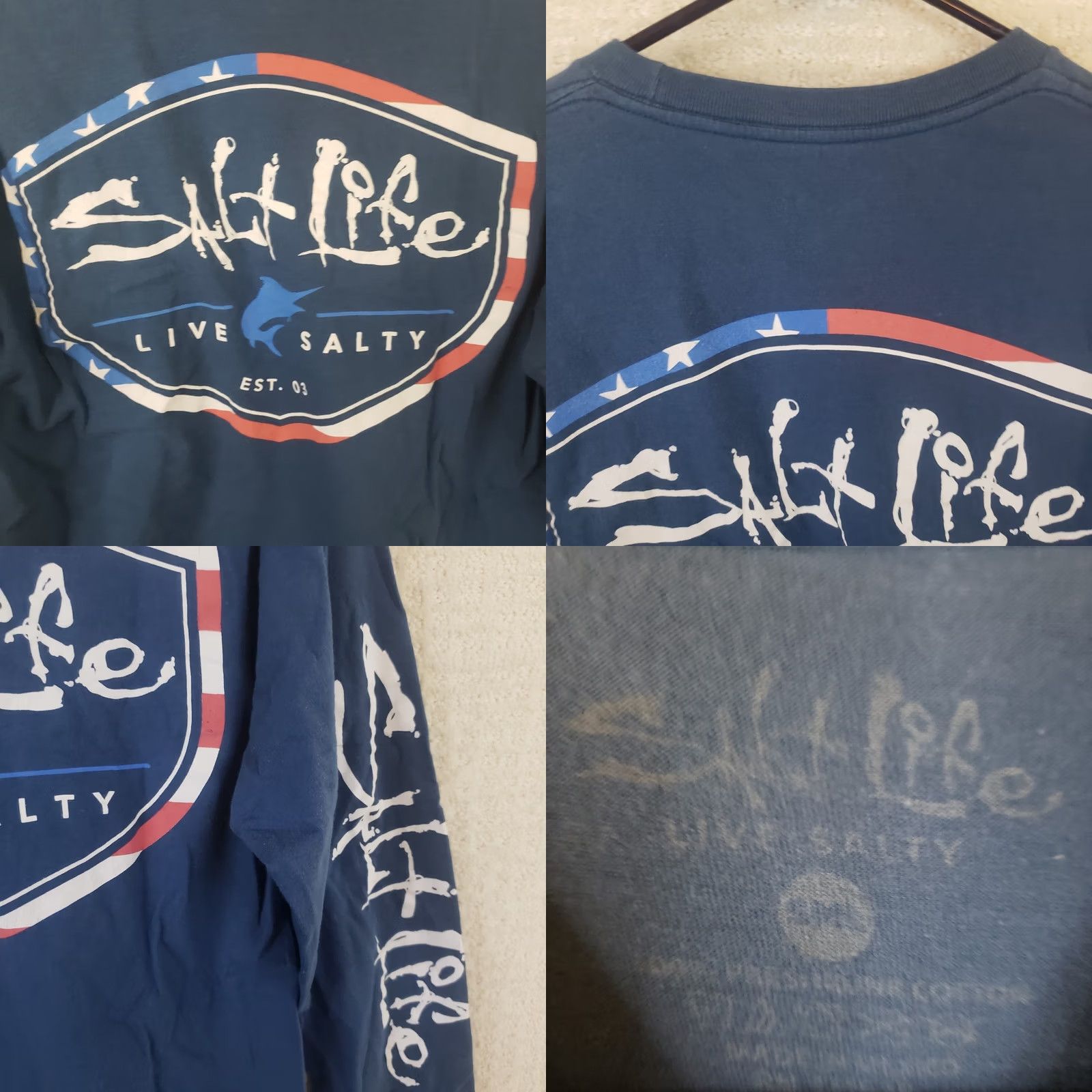 Vintage Salt Life Live Salty Men's Blue Long Sleeve Graphic Logo T-Shirt S Size US S / EU 44-46 / 1 - 8 Thumbnail