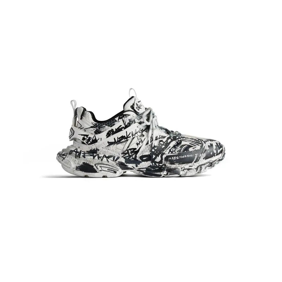 Balenciaga o1w1db10925 Track Graffiti Sneakers in White/Black Size US 13 / EU 46 - 1 Thumbnail