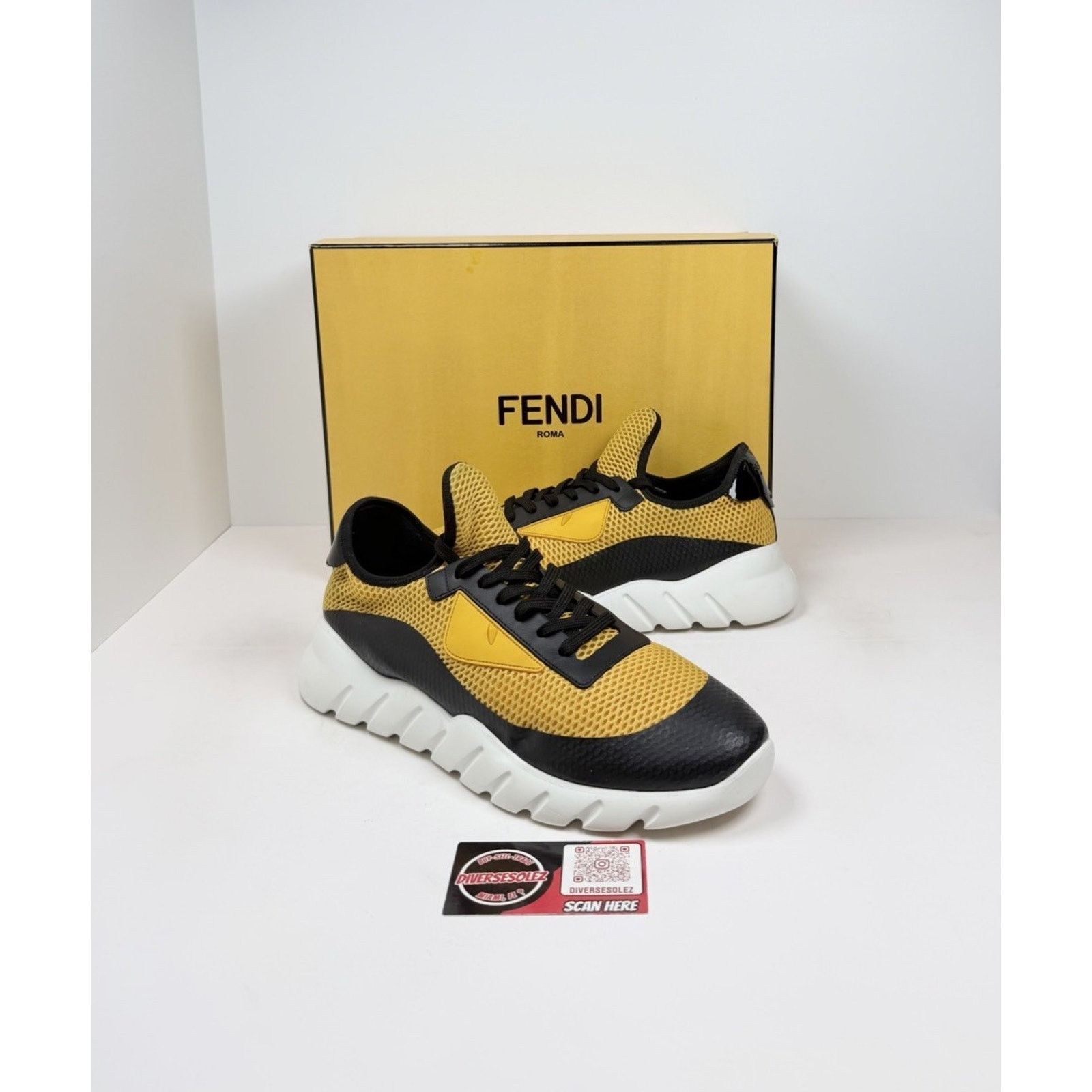 Fendi Size 9UK/10US - Fendi Monster Eyes Black Yellow Sneakers Size US 10 / EU 43 - 1 Thumbnail