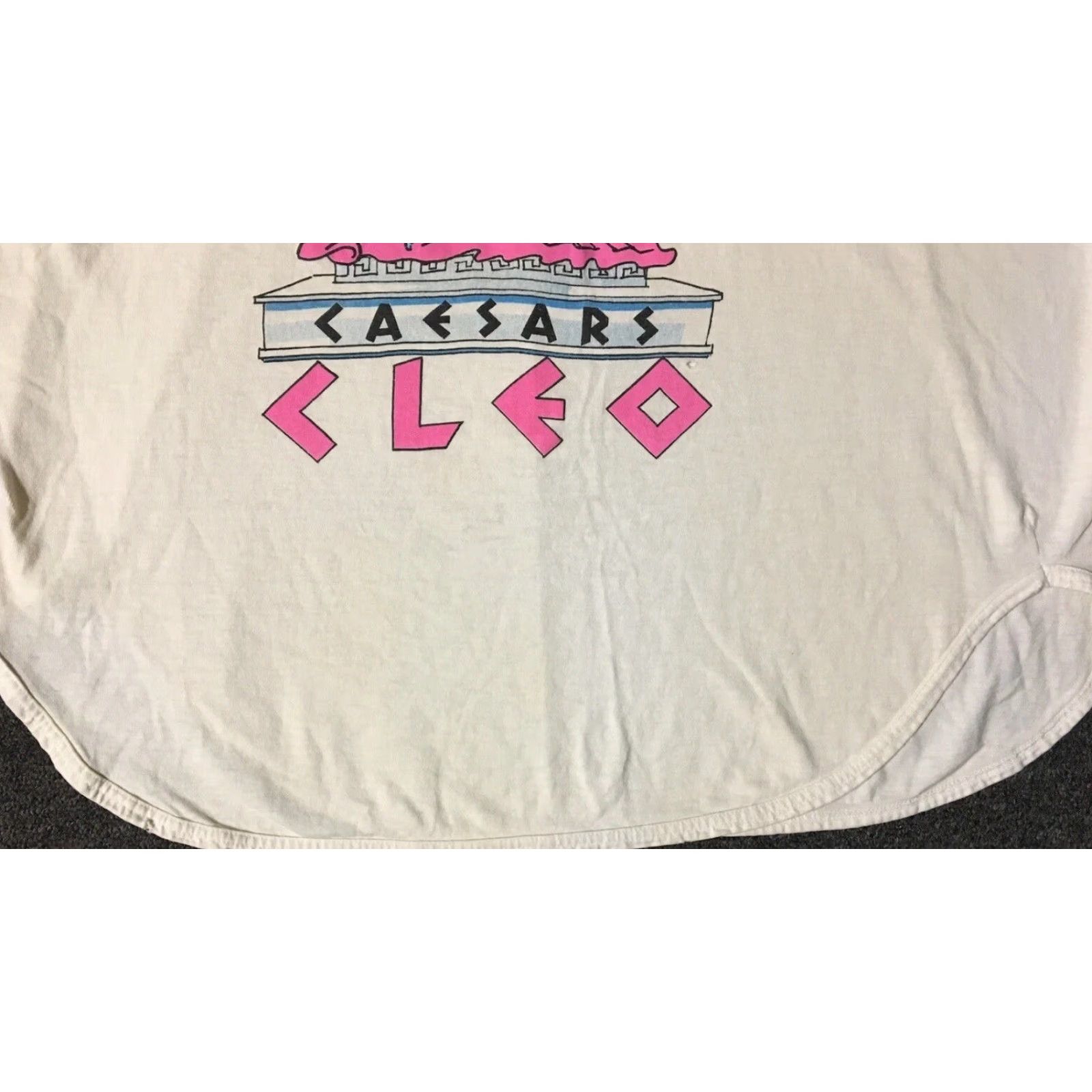 Palace Vtg 90s Caesars Palace Distressed Faded Sleeping Shirt Unisex Adults White T-Shirt Short Sleeve Mickey Mouse Disney Vegas Funny 90s Retro Size US M / EU 48-50 / 2 - 4 Thumbnail