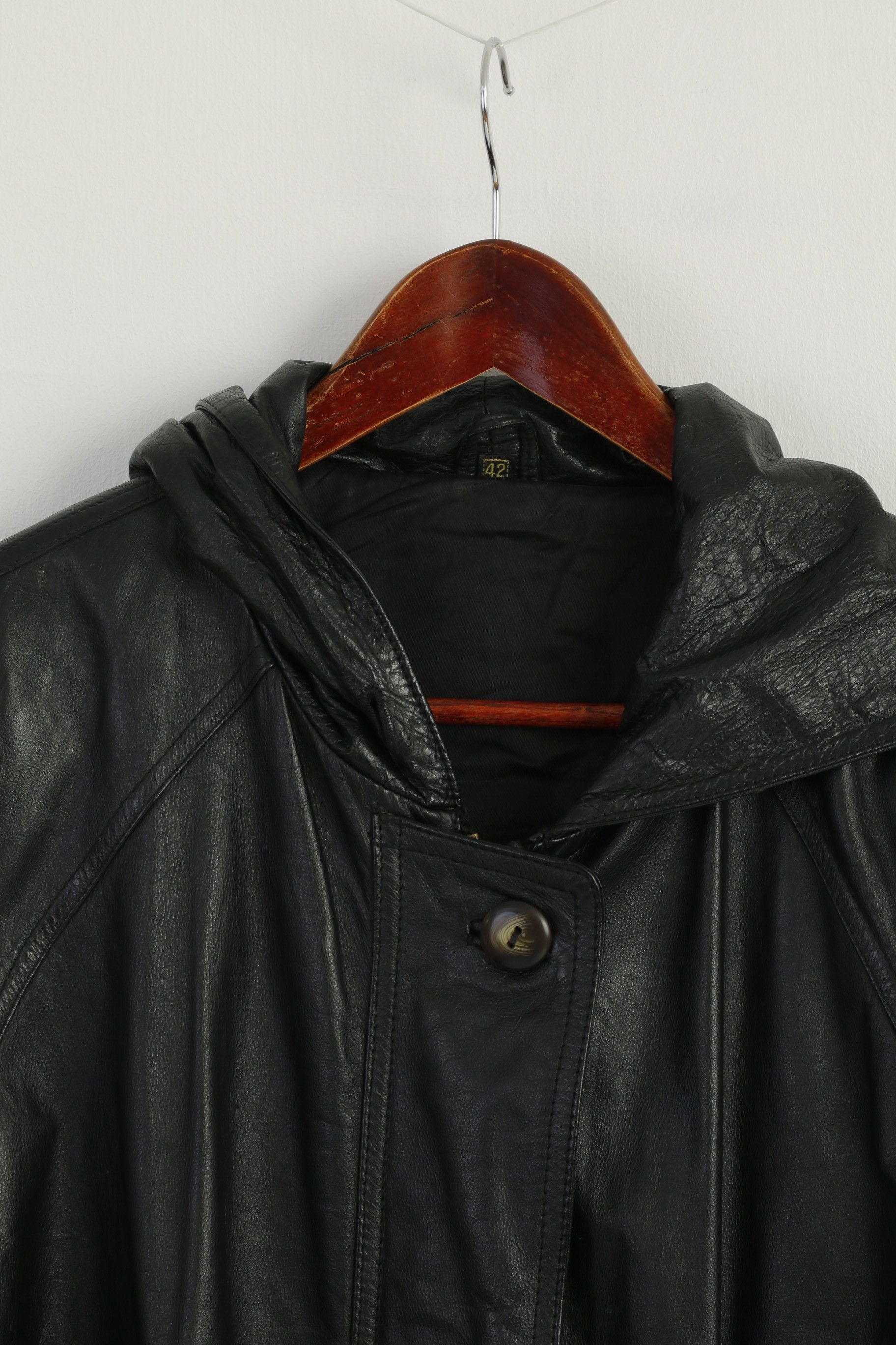 Vintage Vintage Women 42 L Leather Jacket Black Long 7688 Size L / US 10 / IT 46 - 2 Thumbnail