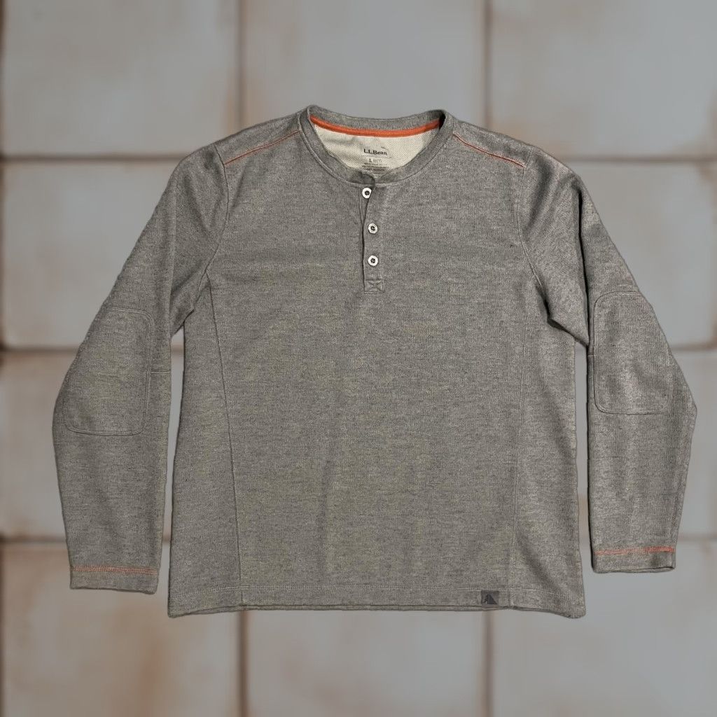 Vintage L.L.Bean Thermal Henley Shirt Mens Large Gray Long Sleeve Base Layer 6% Wool Size US L / EU 52-54 / 3 - 1 Thumbnail
