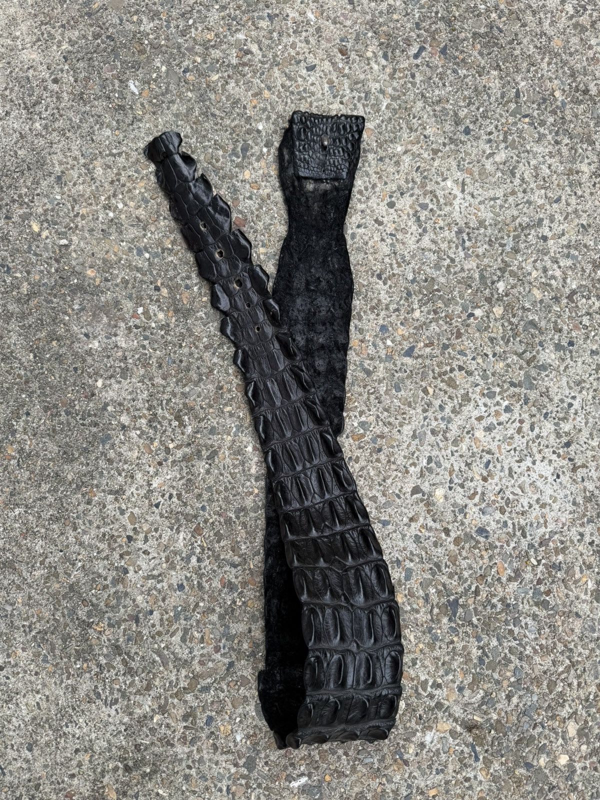 Other Vintage Black Crocodile Leather Belt – Statement / Texture Size ONE SIZE - 1 Thumbnail