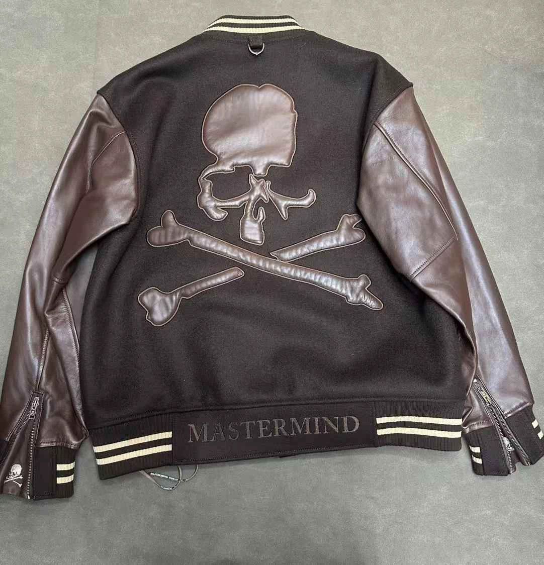Mastermind World MMW 23AW Leather Skull Varsity Jacket Brown M Size US M / EU 48-50 / 2 - 2 Thumbnail