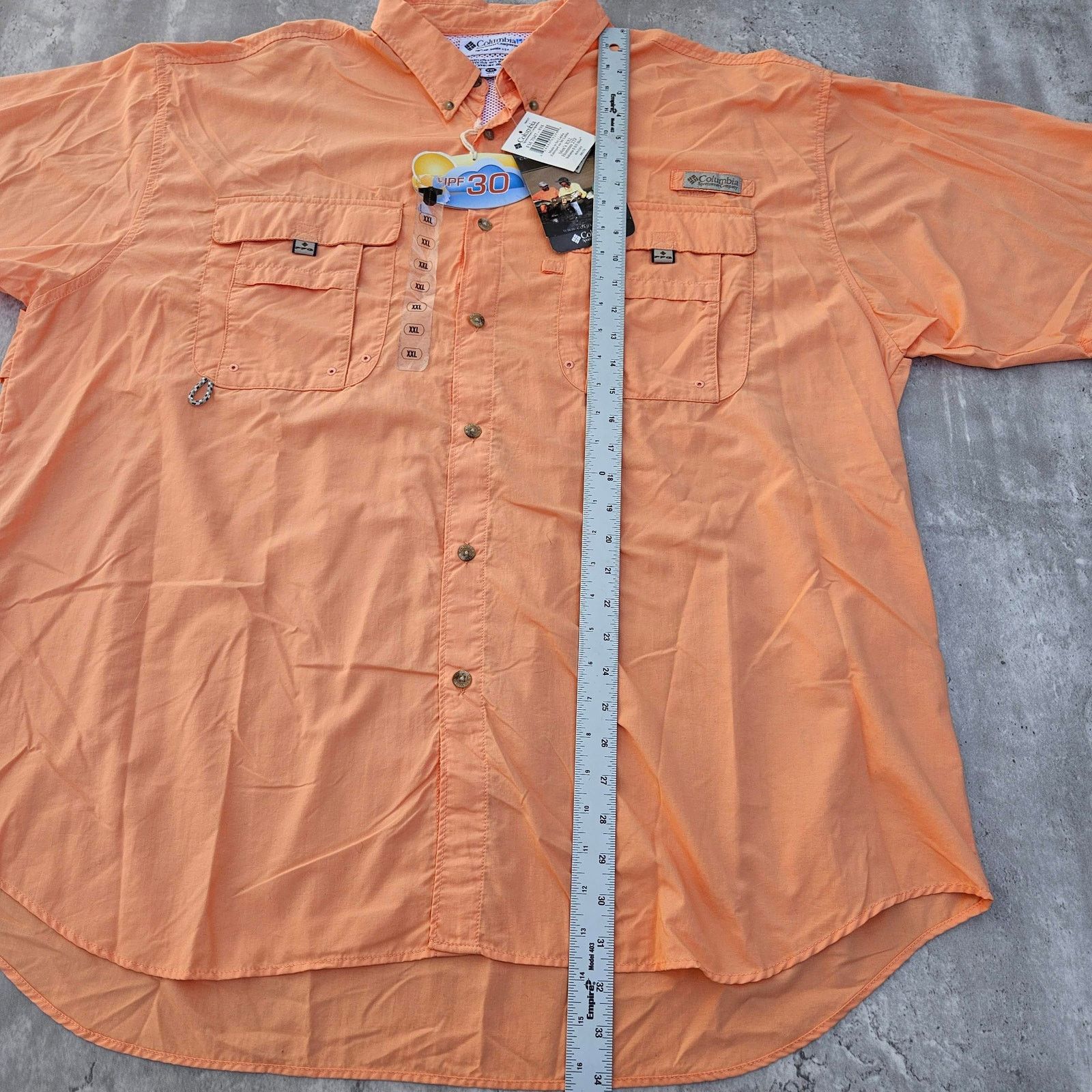 Fruit Of The Loom Columbia PFG Bahama Shirt Orange Vented Fishing Mens XXL Size US L / EU 52-54 / 3 - 8 Thumbnail