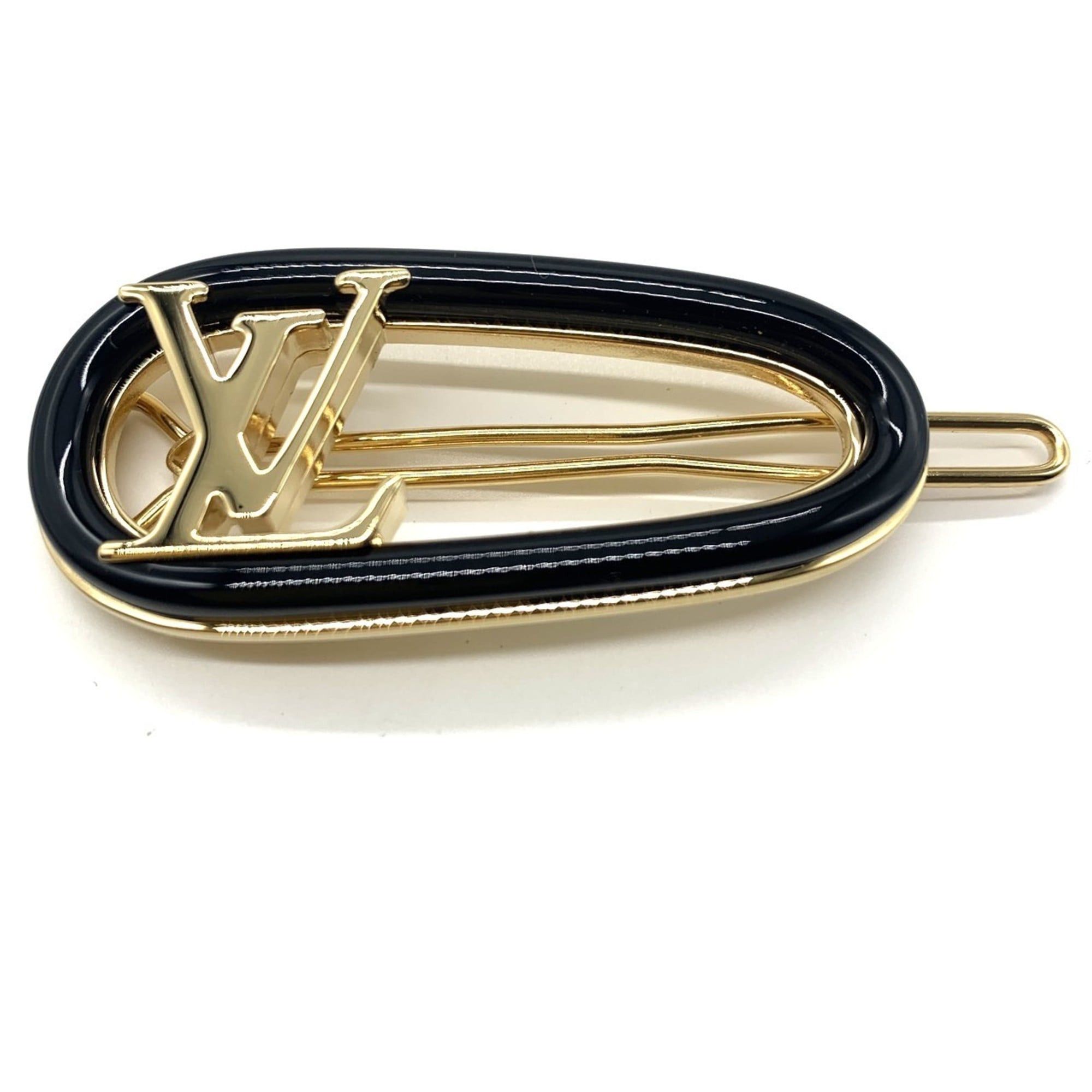 Louis Vuitton Louis Vuitton Barrette My LV Chain M02294 Gold Black Metal Hair Clip for Women LOUIS VUITTON Size ONE SIZE - 1 Thumbnail