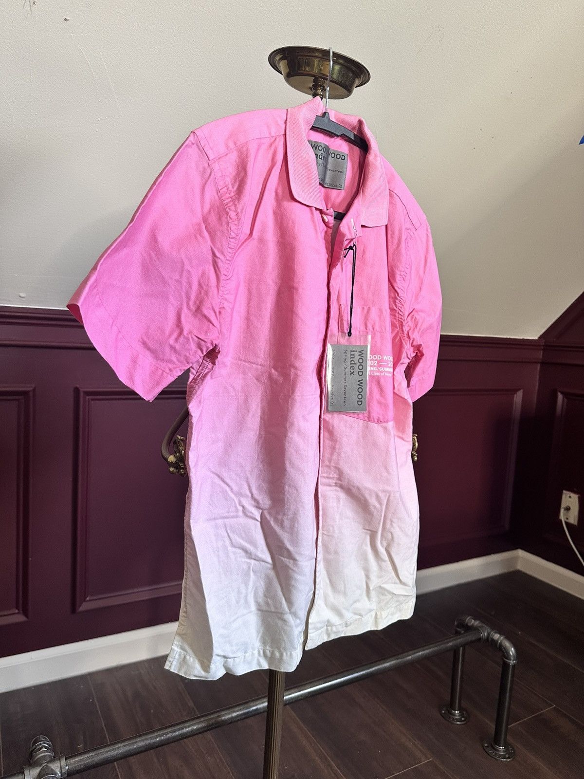 Wood Wood WOOD WOOD Denmark pink gradient S/S shirt w tags Size US S / EU 44-46 / 1 - 12 Thumbnail