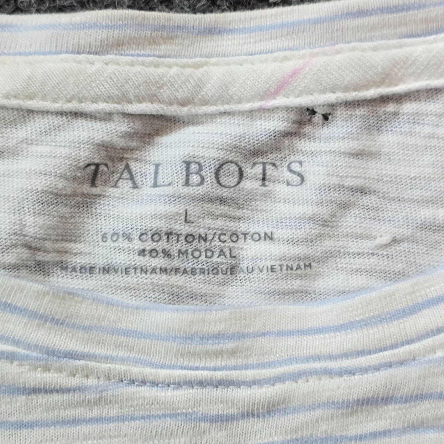 Talbots Talbots Top Shirt Women Large Blue Striped Butterfly 3/4 Sleeve Stretch Casual Size L / US 10 / IT 46 - 5 Thumbnail