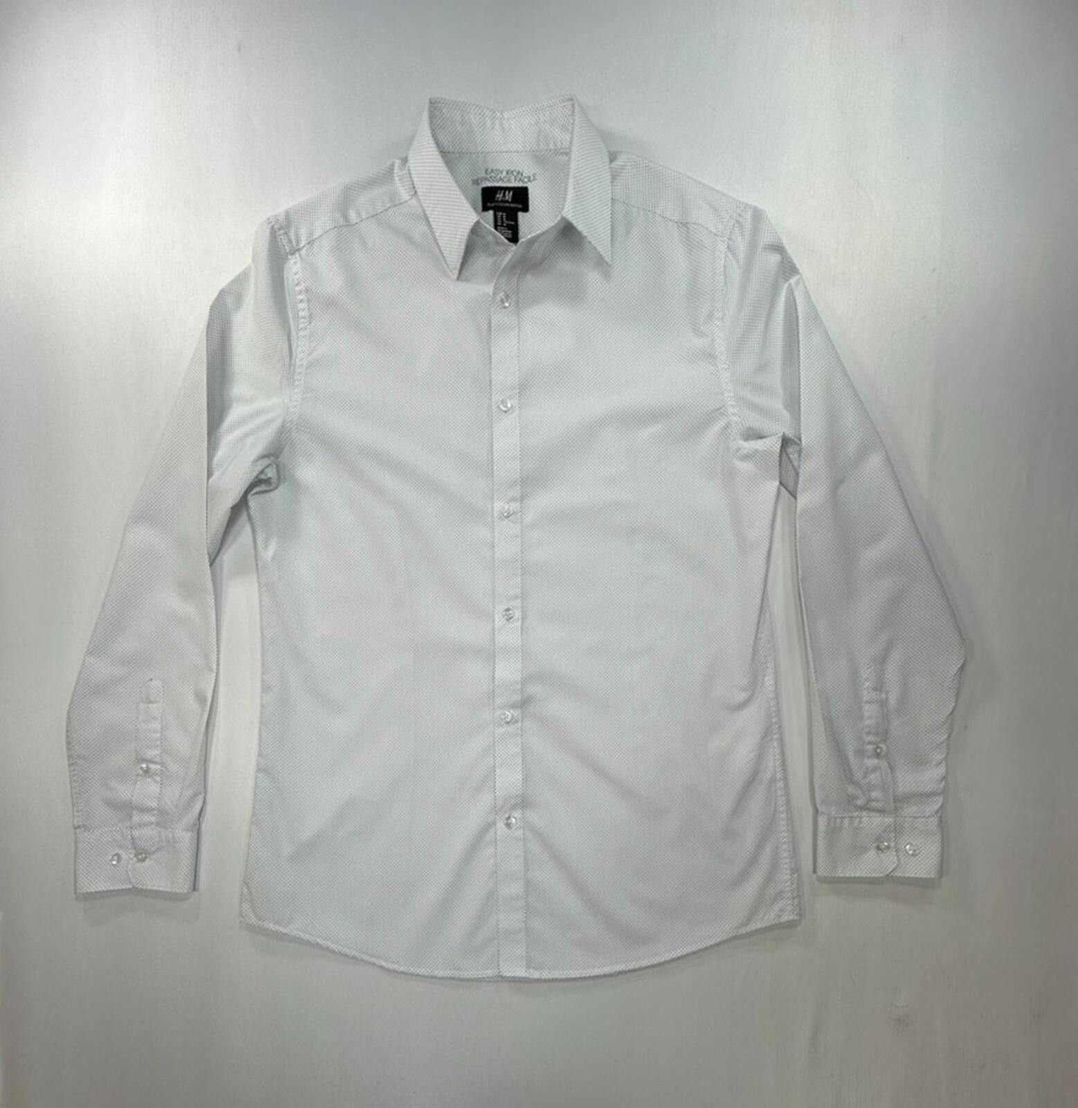 H&M H&M Easy Iron Slim Fit Pinpoint Button-Up White Mens M Size US M / EU 48-50 / 2 - 1 Thumbnail