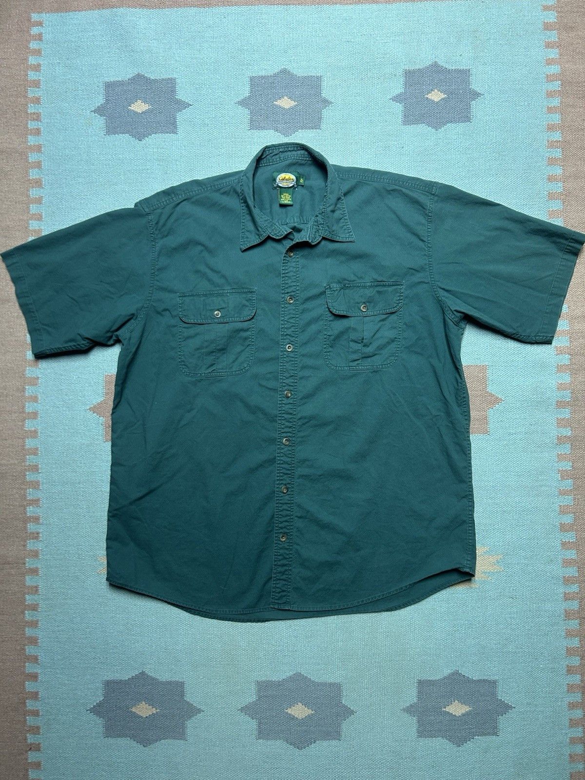 Vintage Cabelas button shirt lightweight cotton forest green XL tall Size US XL / EU 56 / 4 - 1 Thumbnail