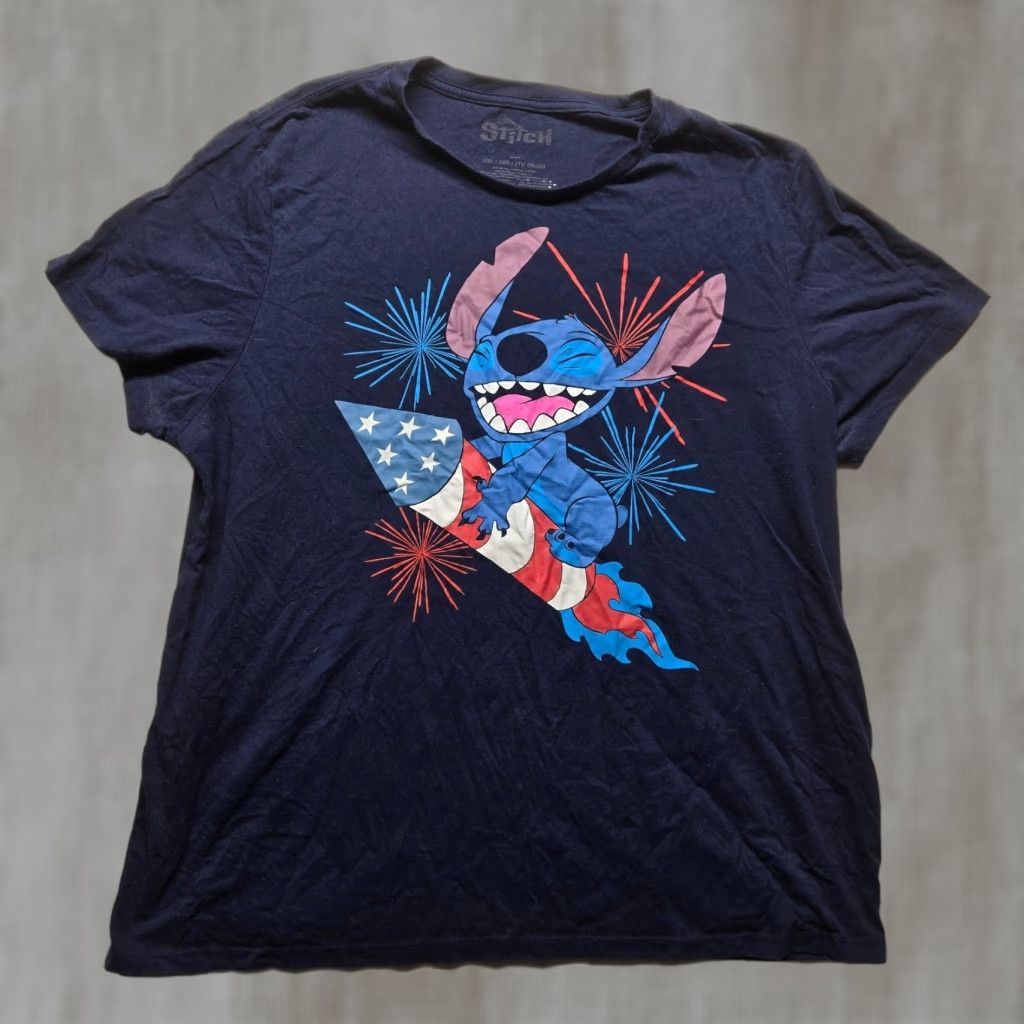 Disney Disney Stitch Graphic Shirt 2XL Mens Blue Cotton Size US XXL / EU 58 / 5 - 1 Thumbnail