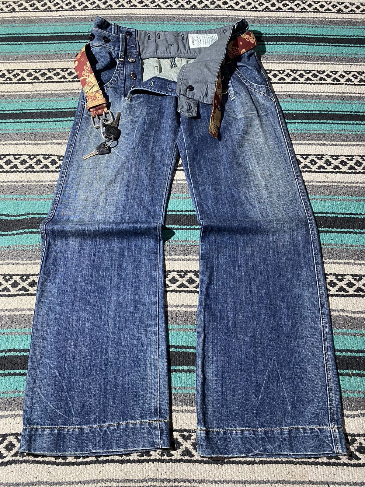 If Six Was Nine 2000s Crazy ! Antigauge Multi Button Denim Cotton Pants Size US 31 - 7 Thumbnail